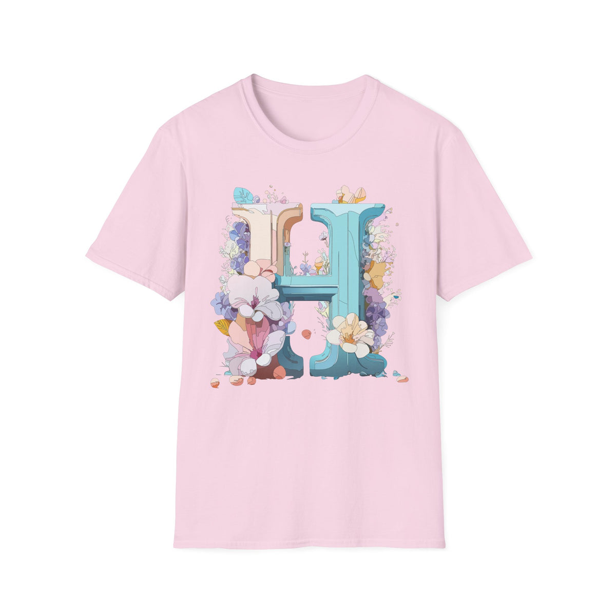 Floral H Monogram T-Shirt | Letter H Floral Initial Tee