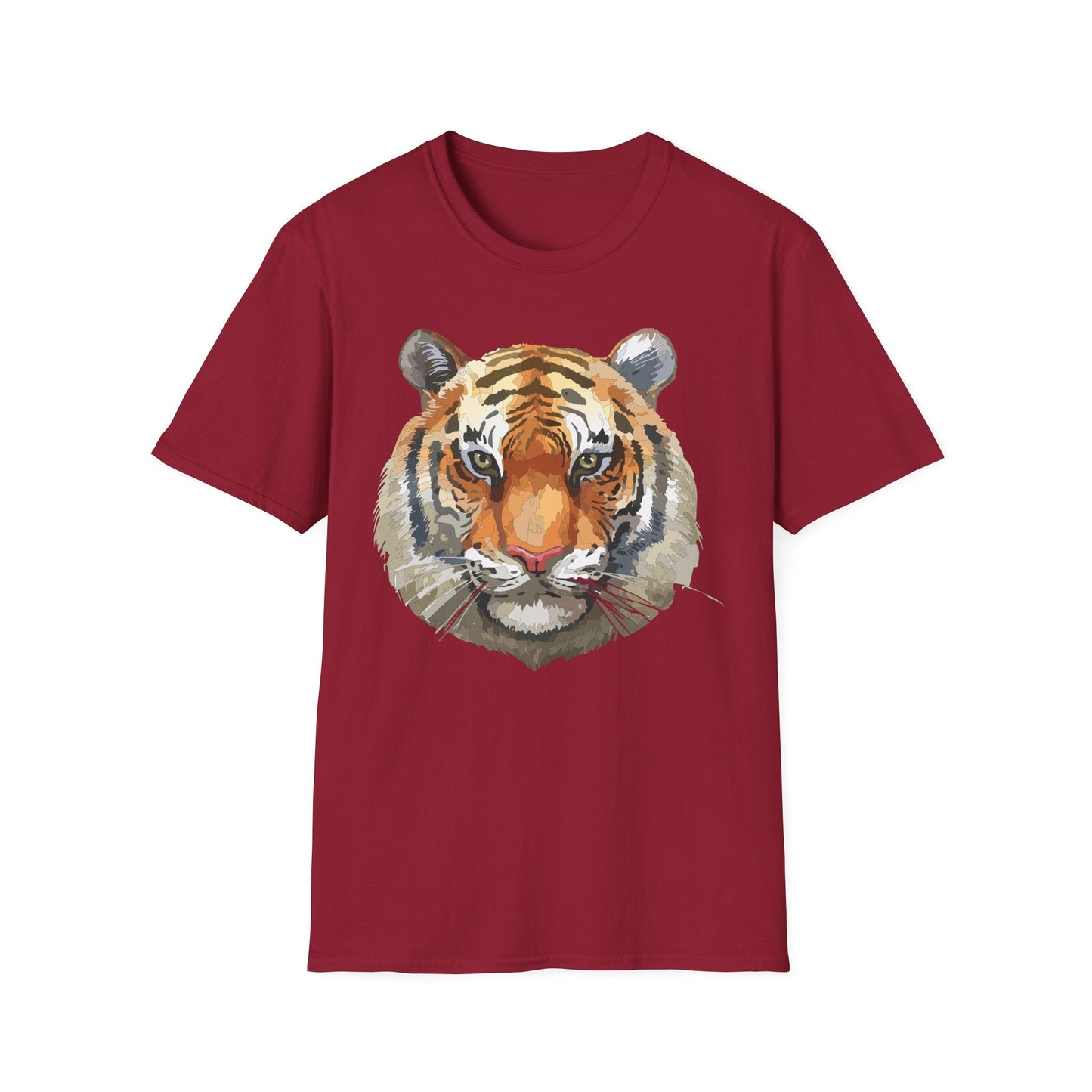 Tiger Print Unisex T Shirt Softstyle 64000 Gildan Ring Spun Cotton Tee