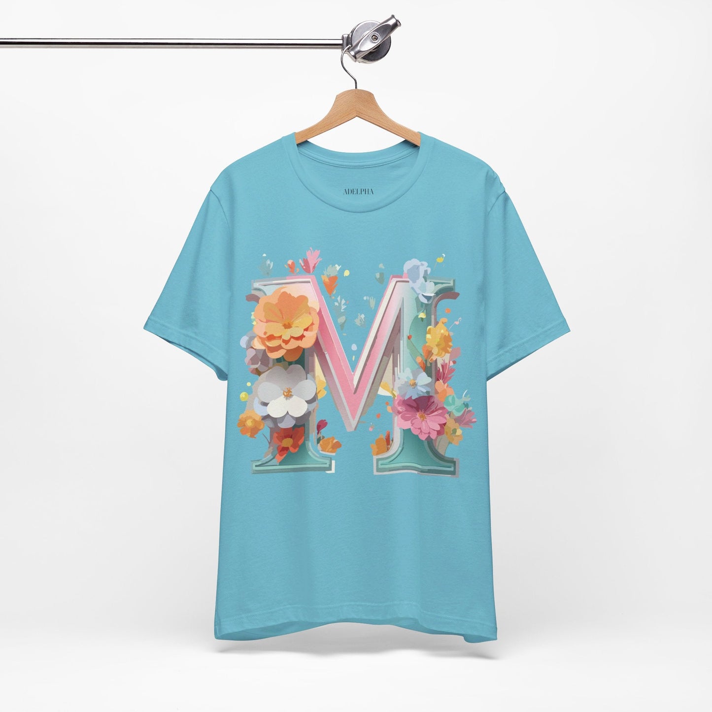 Letter M Graphic Tee Unisex Short Sleeve Shirt By Adelpha Vintage Artwork Design