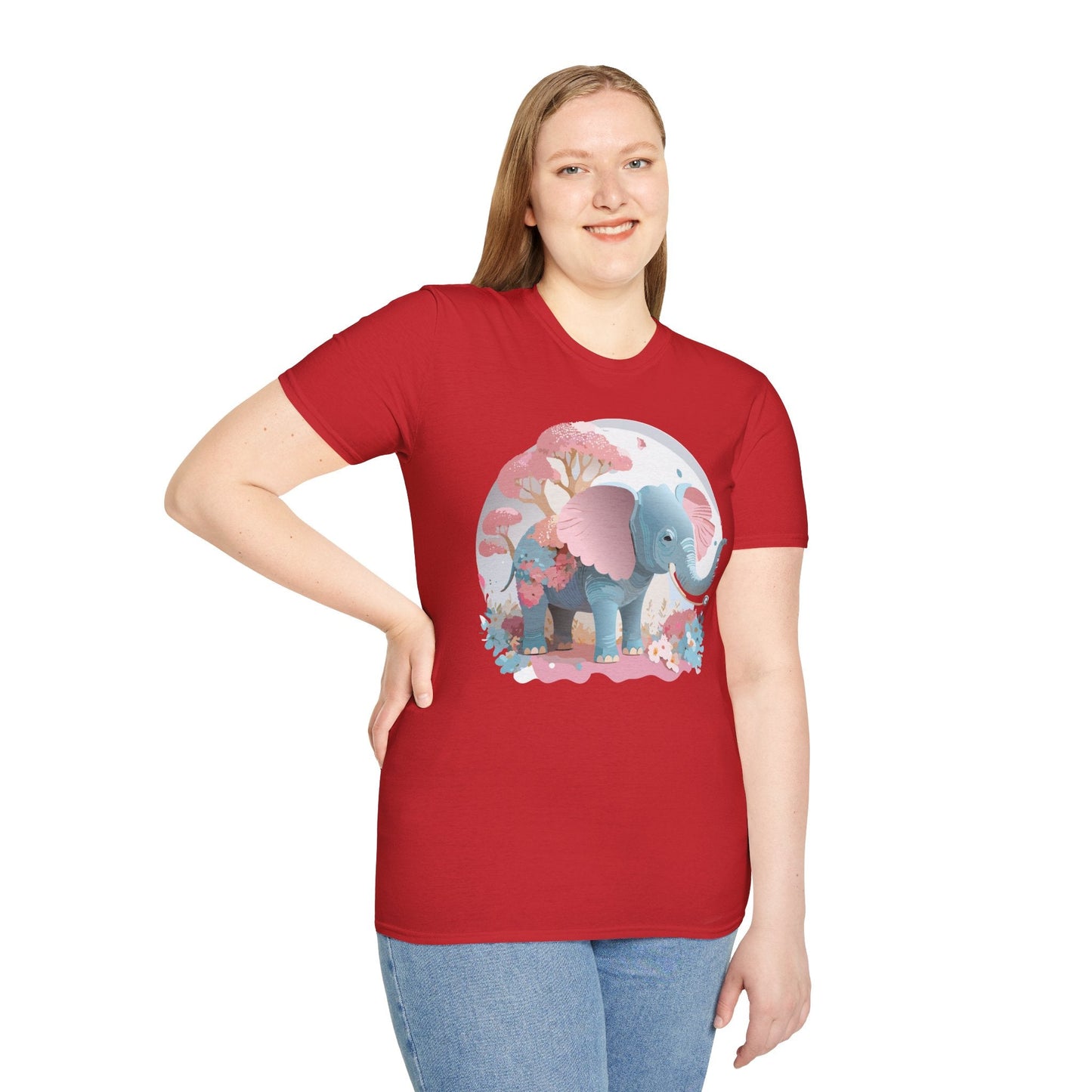 Unisex Elephant Graphic Tee Gildan Softstyle 64000 100 Percent Ring Spun Cotton Fabric