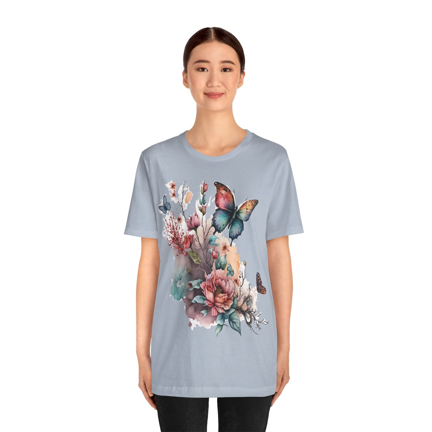 Cotton Tee Shirt with Butterfly Prints