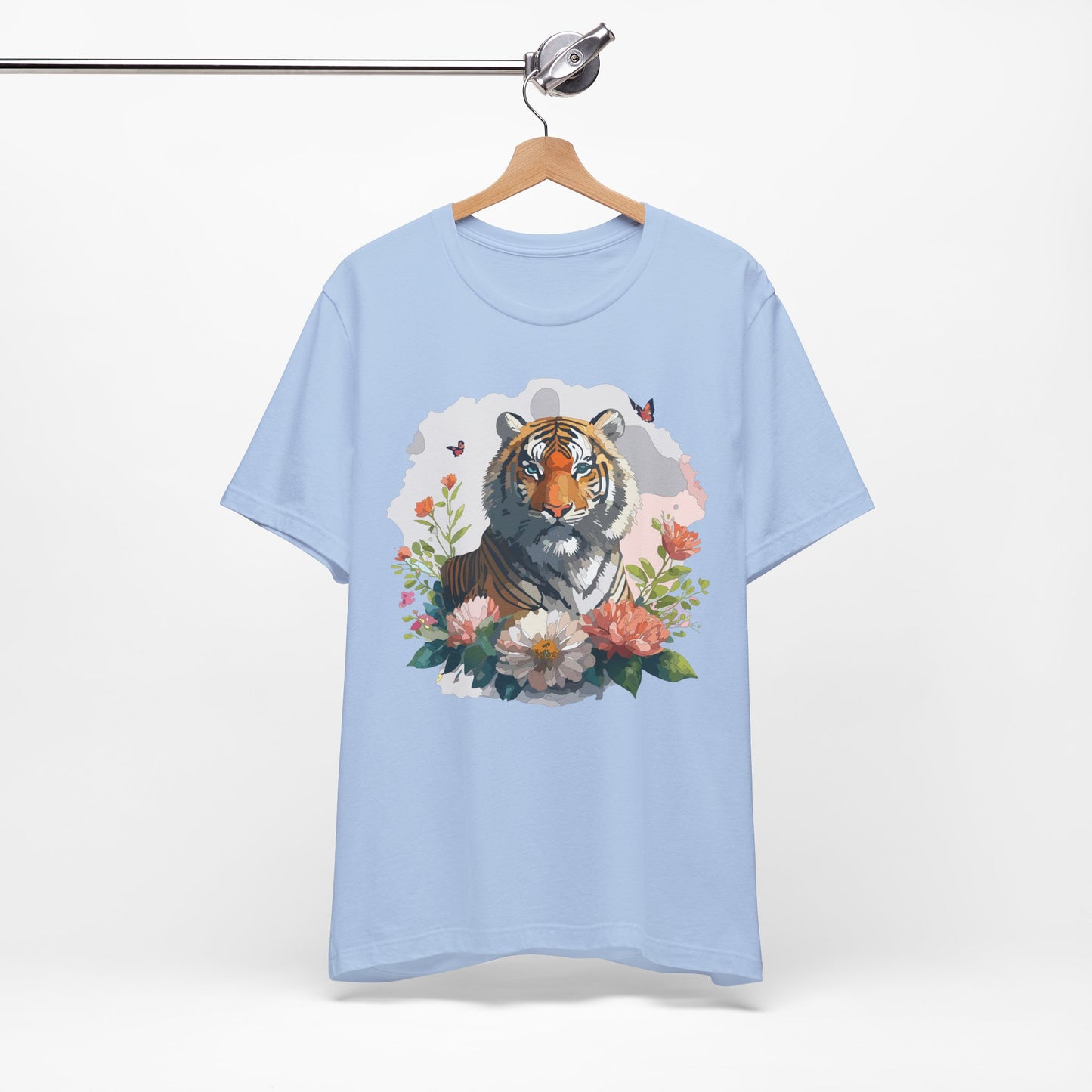 Floral Tiger Graphic Tee, Animal Shirt, Tiger Shirt, Flower Top, T-Shirt with Animal, Art Design