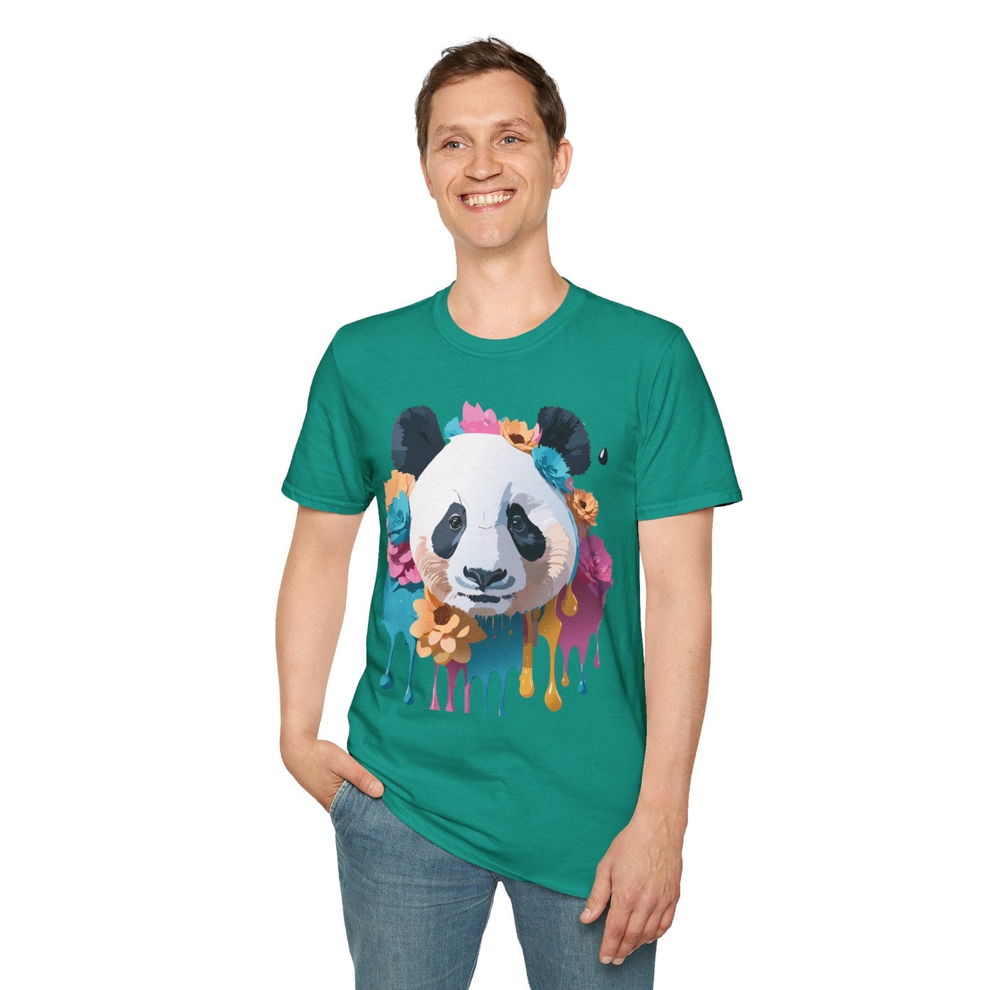 Unisex Panda Shirt Softstyle Cotton Tee For Everyday Wear With Cute Animal Print