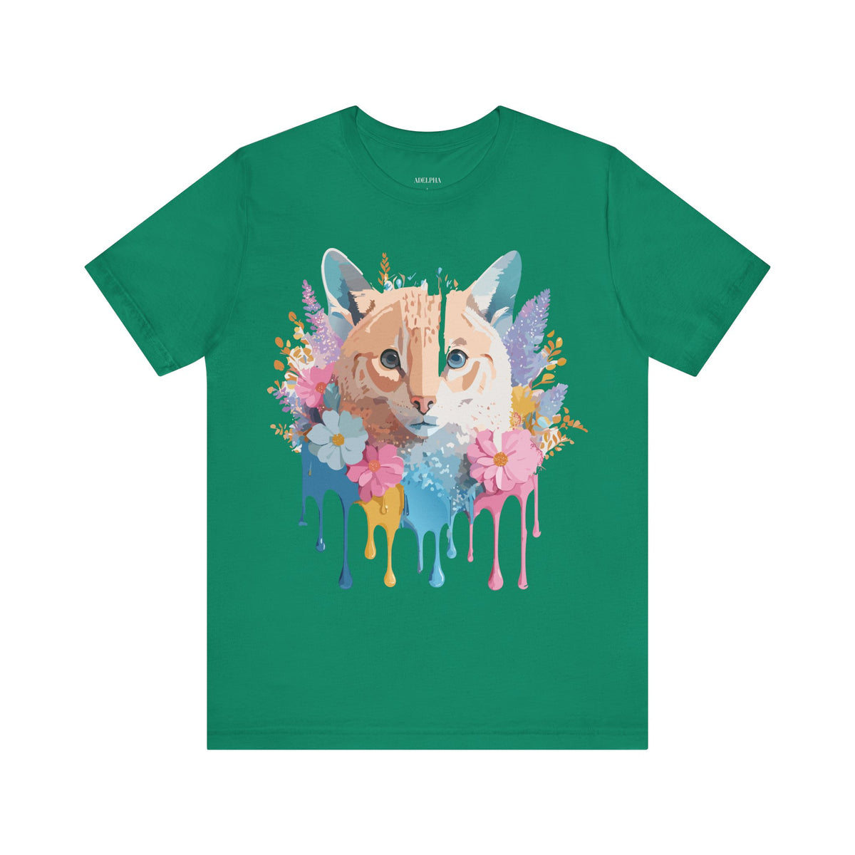 Cat Graphic Unisex Cotton Bella+Canvas Tee with Art Animal Design e104