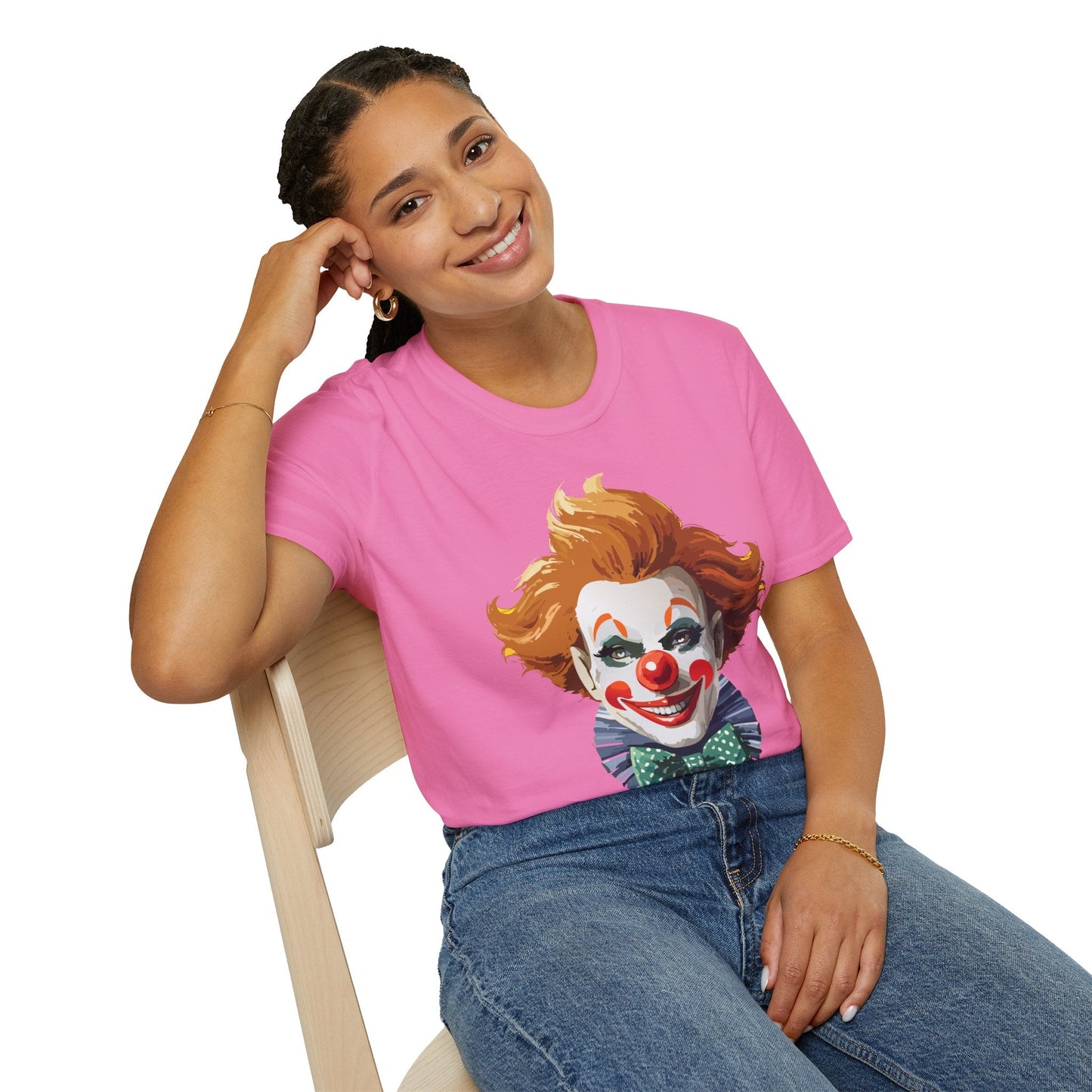 Clown Theme T Shirt Funny Man Circus Scary Man Unisex Gildan Softstyle Graphic Tee Everyday Wear