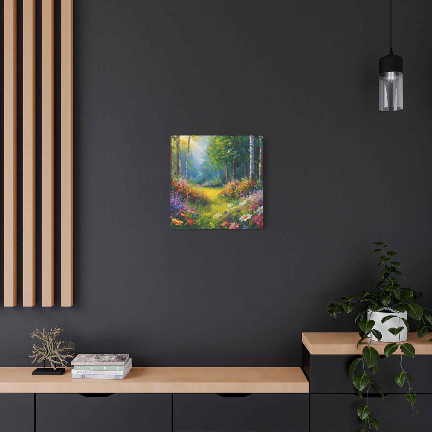 Summer Forest Print Canvas, Oil Paint Print 20x20, 24x24, 30x30, 32x32, 36x36 Art Design Print Pine-Wood Inner Frame MC-90
