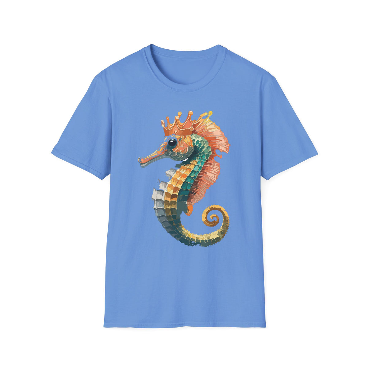 Watercolor Seahorse Crown T-Shirt | Colorful Ocean Art