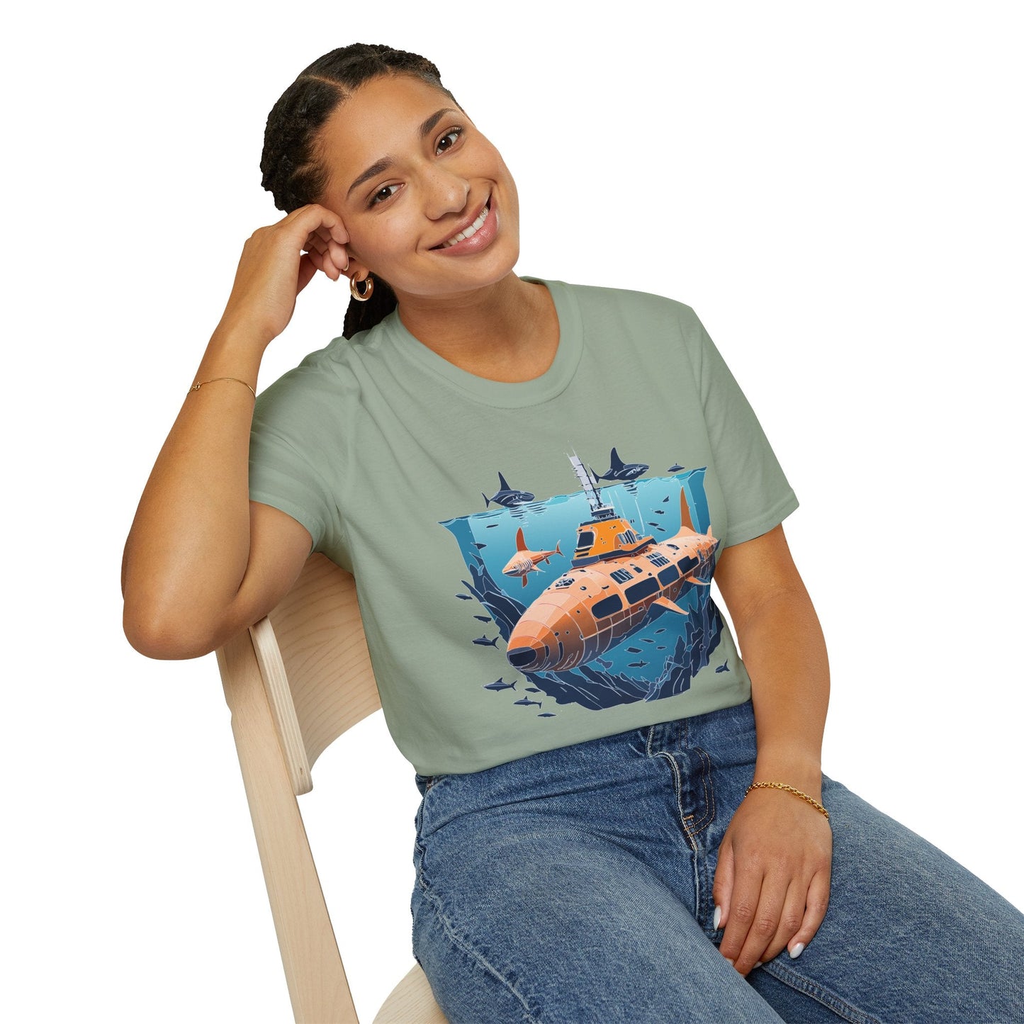 Ocean T Shirt Unisex Gildan Softstyle 64000 Ocean Theme Tee 100 Percent Cotton Fabric