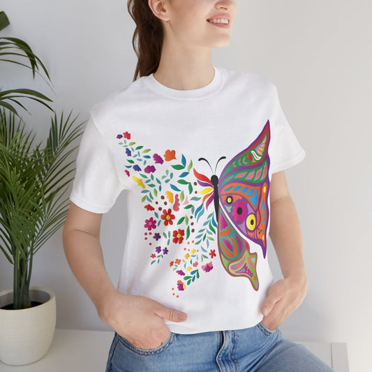 Cotton Tee Shirt with Butterfly Prints