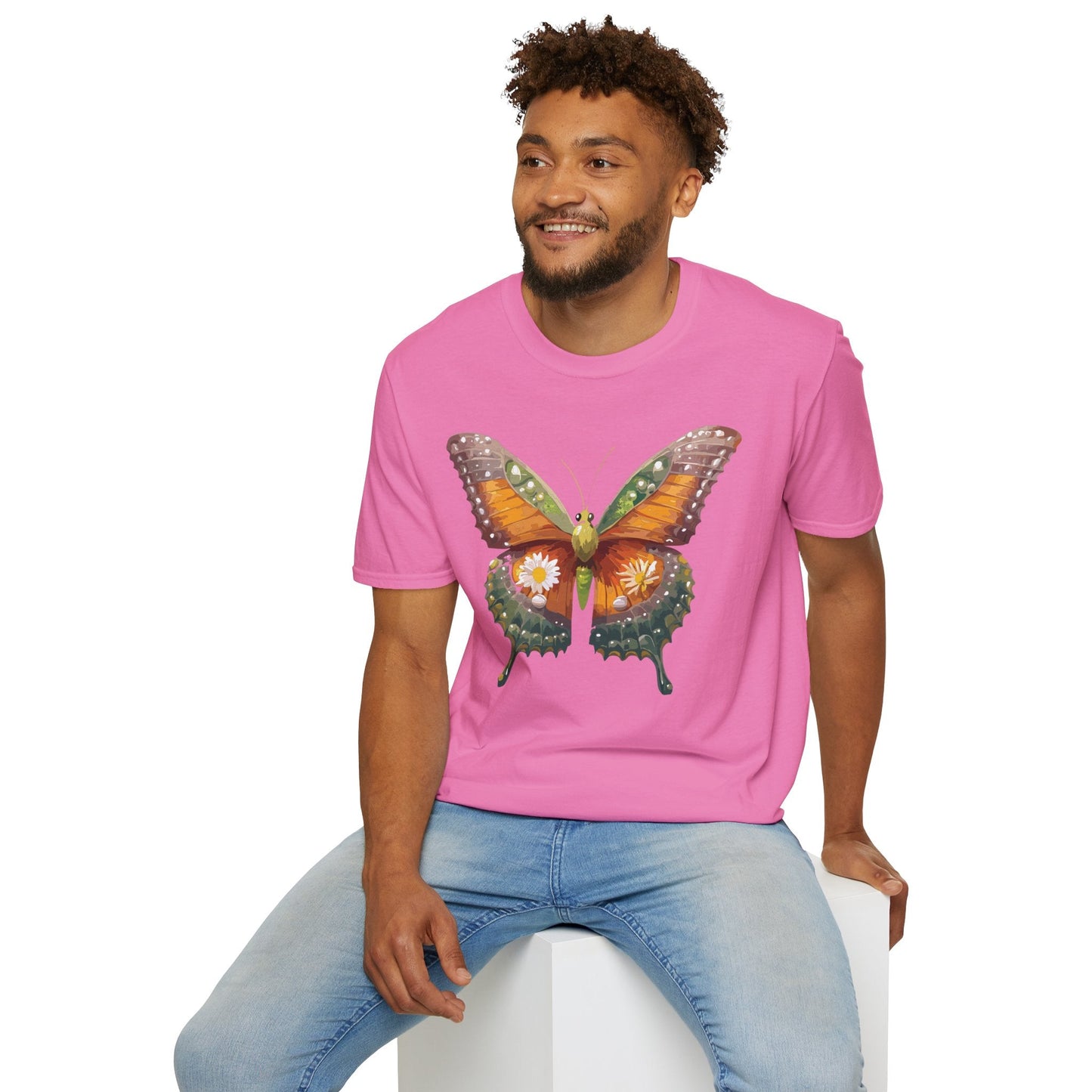 Butterfly T Shirt Unisex Monarch Shirt Gildan Softstyle 64000 100 Percent Ring Spun Cotton