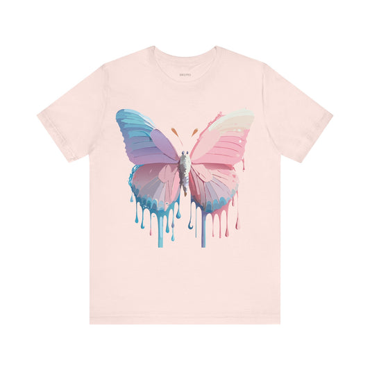 Butterfly Graphic Unisex Cotton Bella+Canvas Tee with Floral Art Design m08