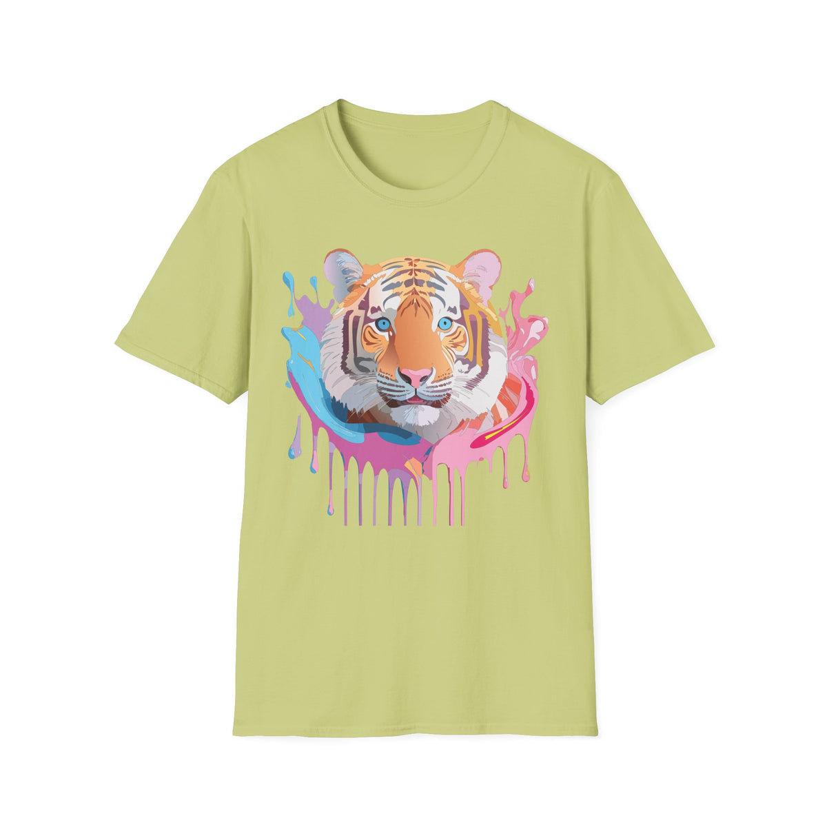Colorful Tiger Face T-Shirt | Watercolor Drip Animal Graphic
