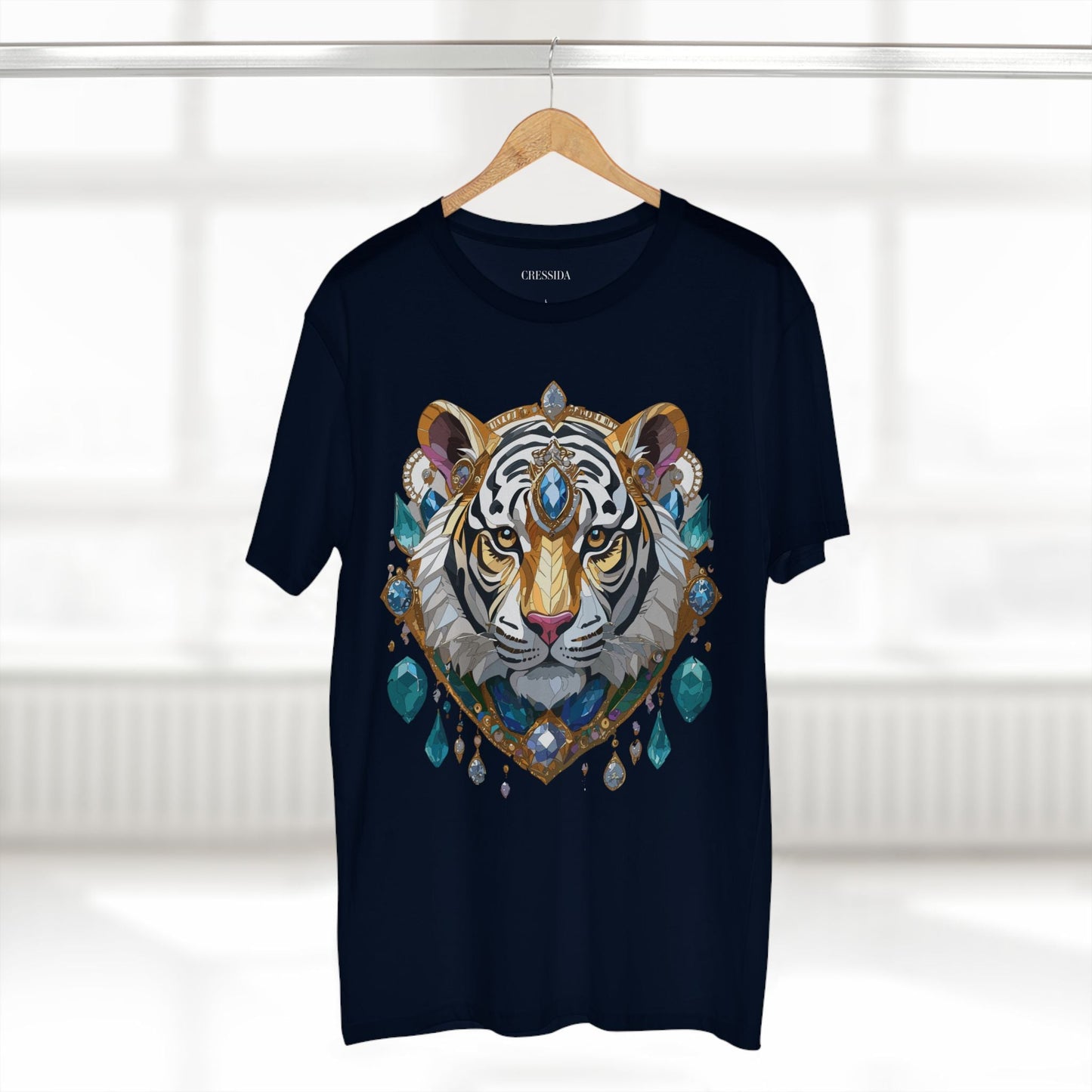 Tiger Graphic Unisex 100 Cotton Tee With Unique Animal Golden Medallion Art Design 53