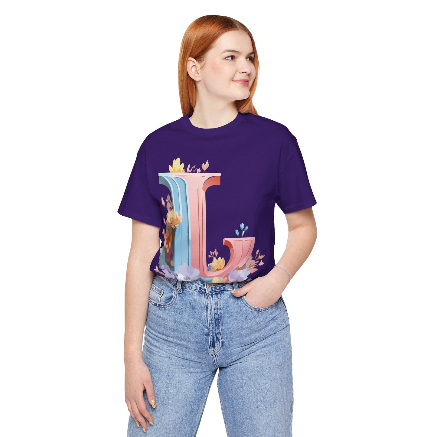 Letter L Shirt Graphic T Shirt Unisex Short Sleeve Vintage Inspired Artwork By Adelpha