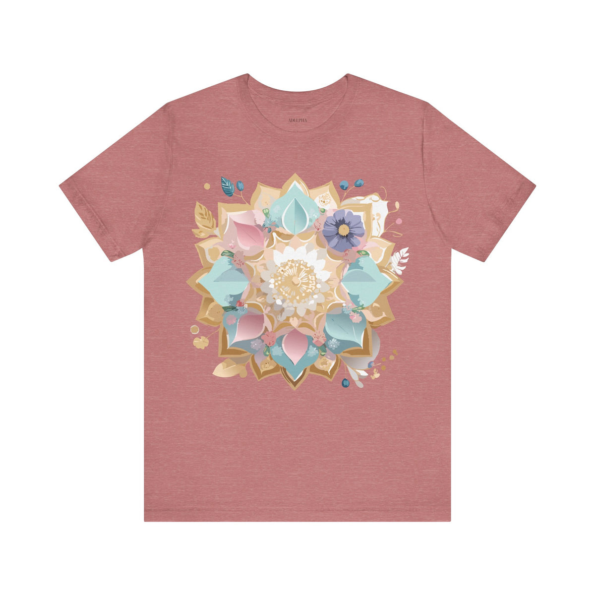 Mandala Graphic Unisex Cotton Bella+Canvas Tee with Floral Art Design d28