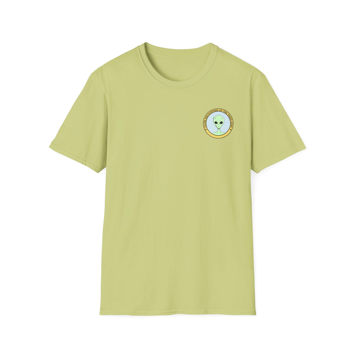 Alien Badge Small Chest Logo Retro Space Graphic Tee Gildan Unisex 100 Cotton Tee Shirt r104