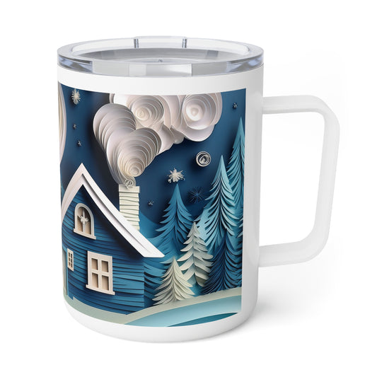 5 Art Design Insulated Coffee Mug Clear Lid 10oz Insulated Coffee Mug 10oz