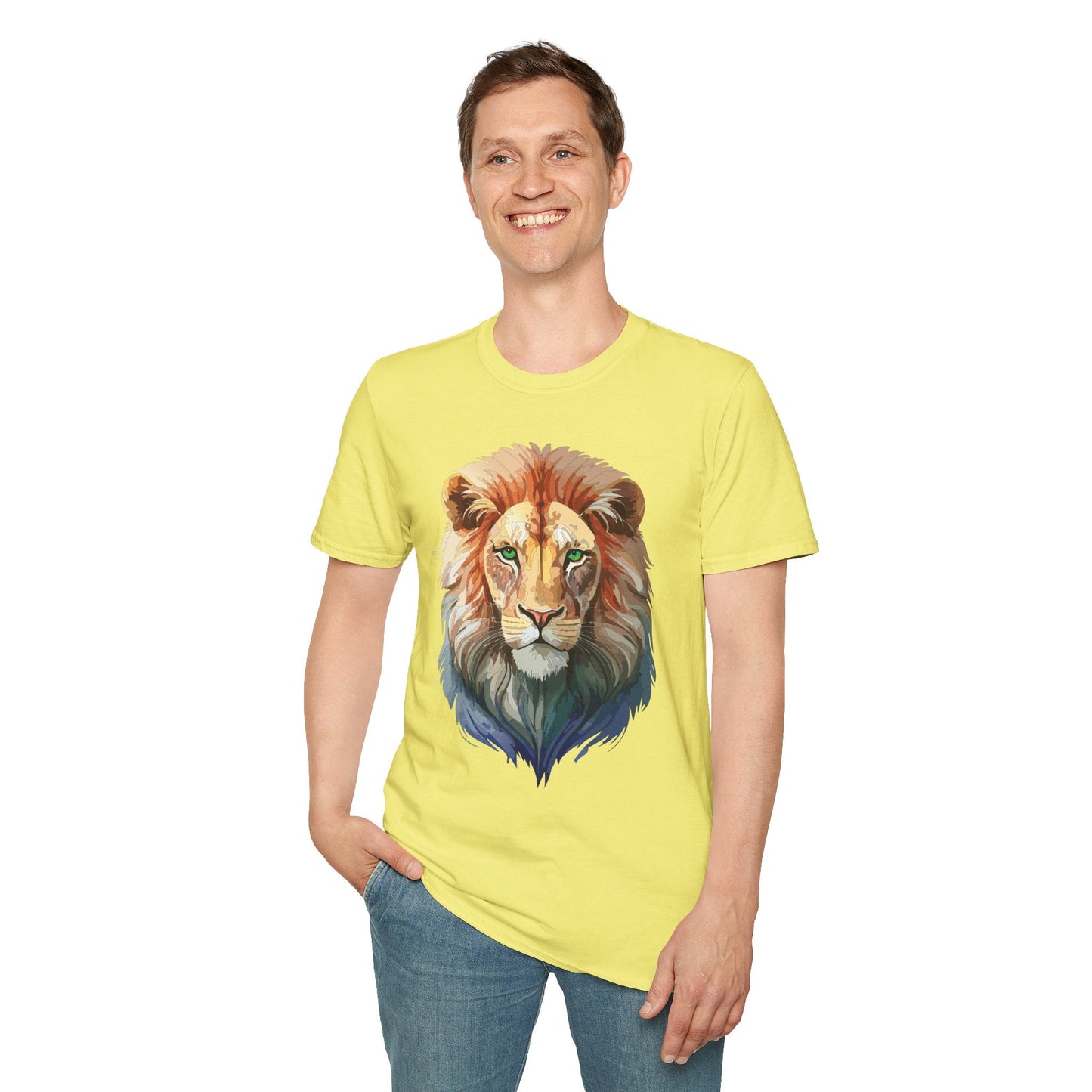 Gildan Softstyle Lion Shirt Unisex Floral Tee Animal Print Tee