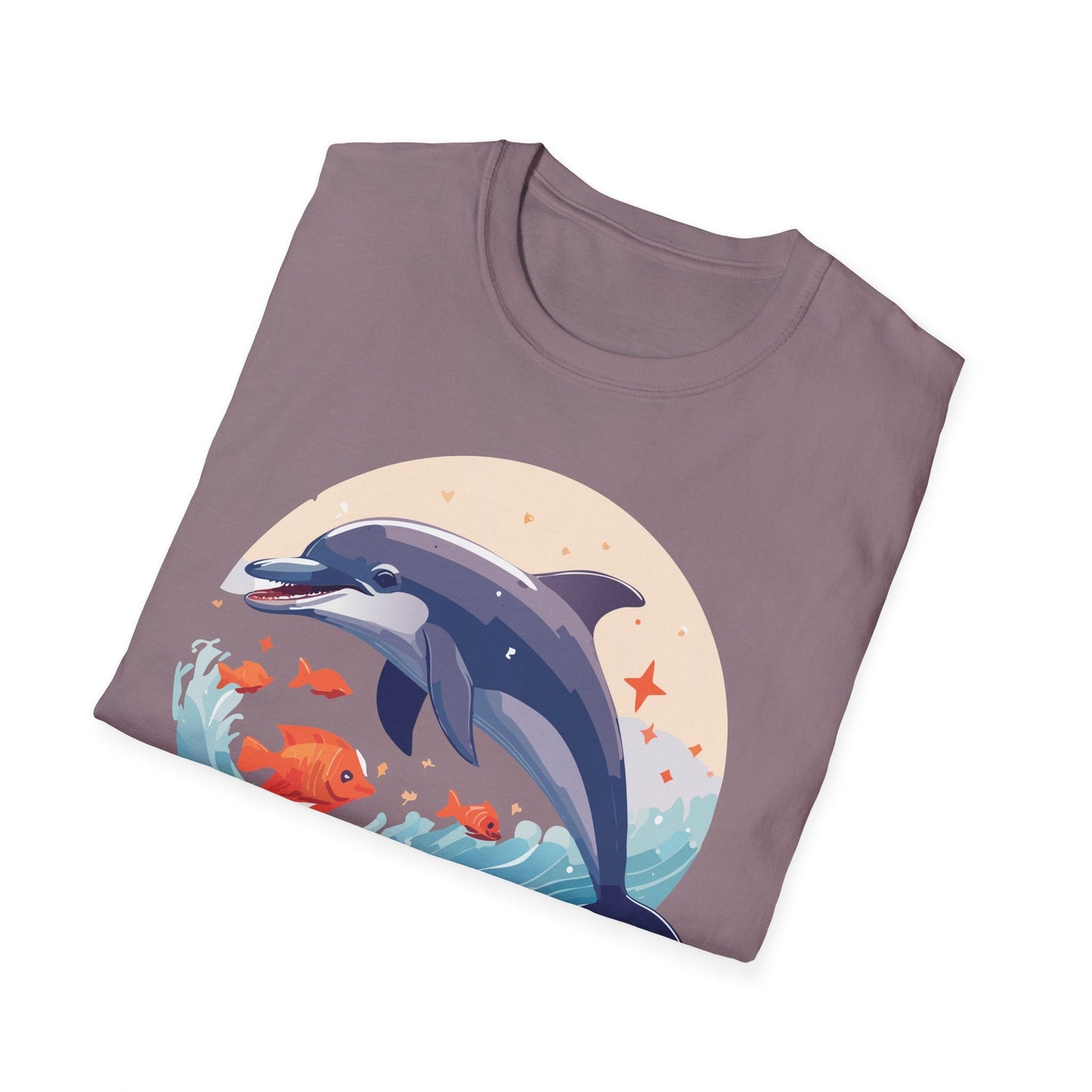 Unisex Dolphin Shirt Gildan Softstyle 64000 Short Sleeve Fish Tee With Dolphin Graphic