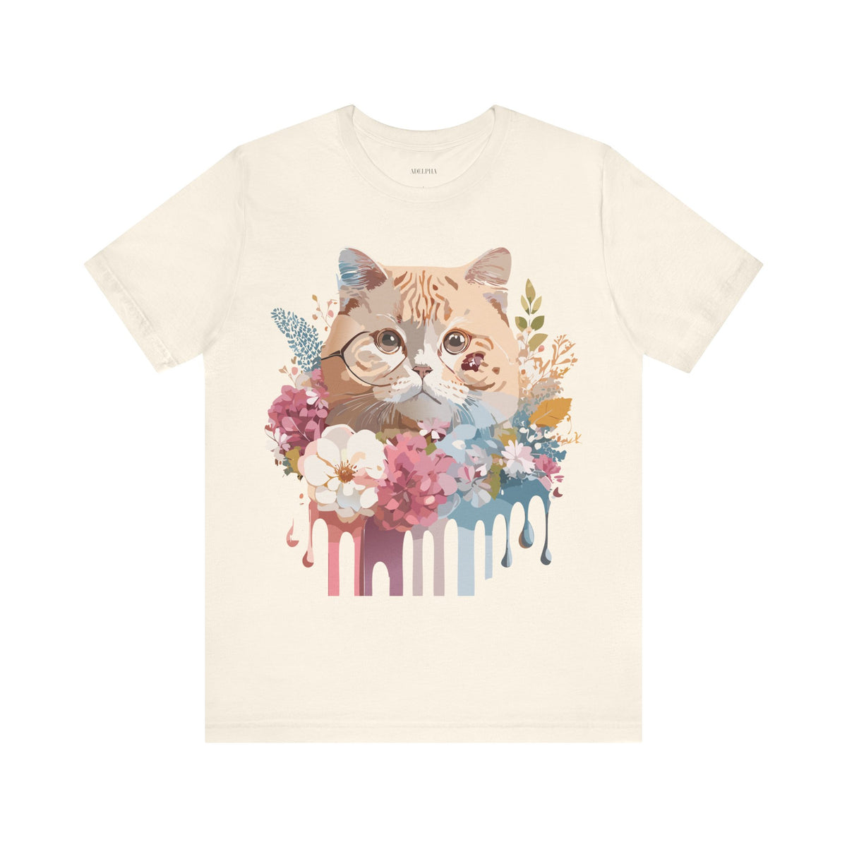Cat Graphic Unisex Cotton Bella+Canvas Tee with Art Animal Design d05