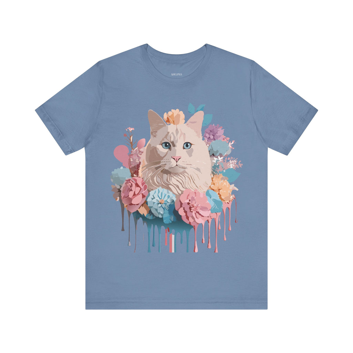 Cat Graphic Unisex Cotton Bella+Canvas Tee with Art Animal Design d02