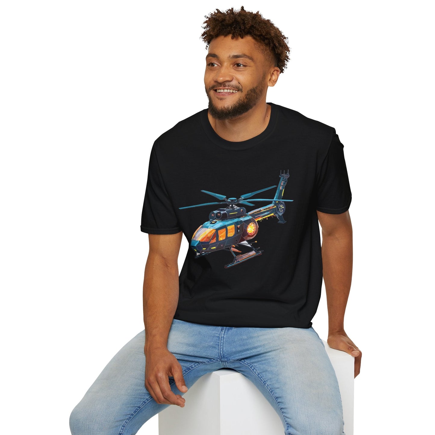 Chopper Helicopter Shirt Unisex Gildan Softstyle 64000 Cotton Tee Short Sleeve Graphic Tee