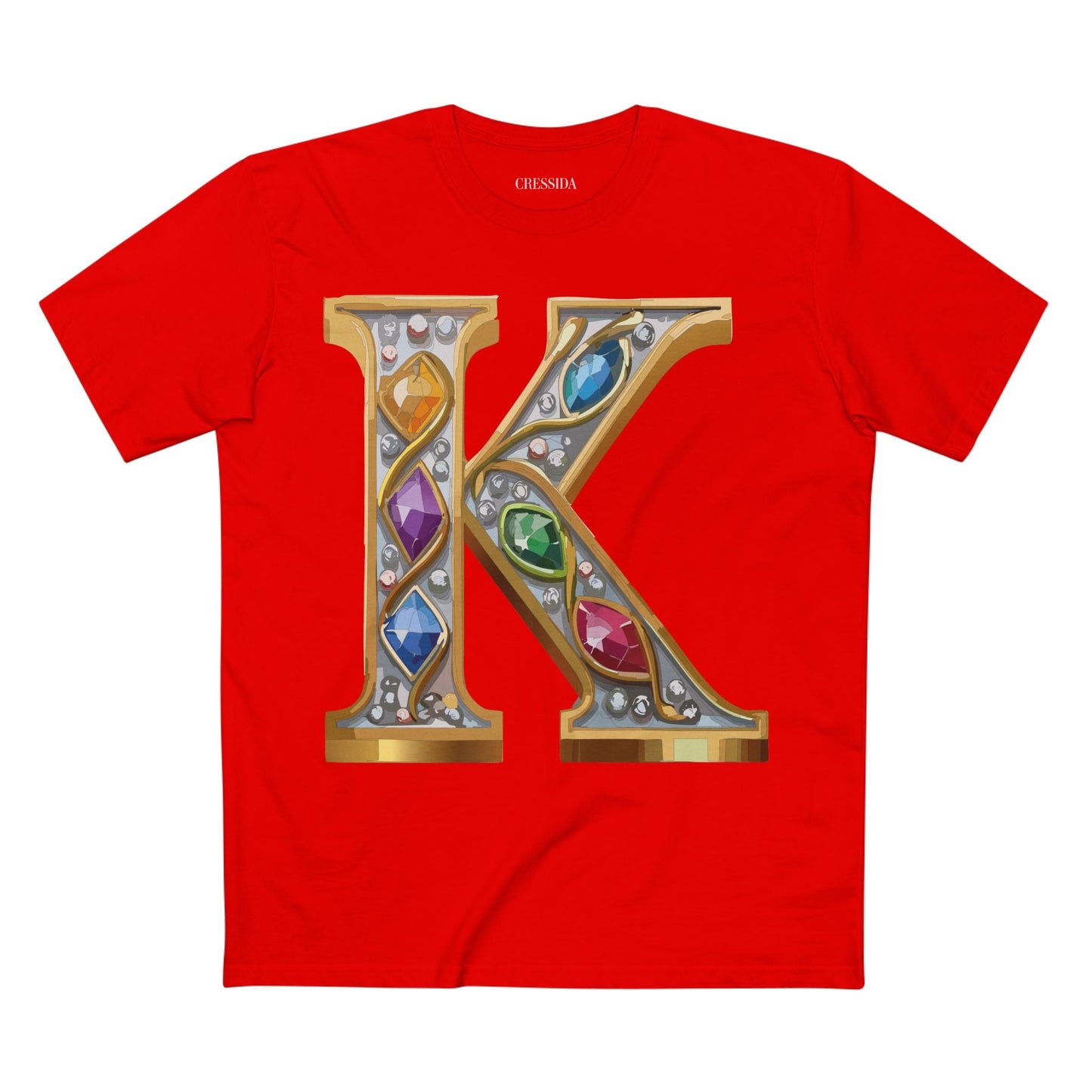 Letter K Graphic Design Tee Unisex 100 Cotton With Antique Gold Letters Artwork T-Shirt