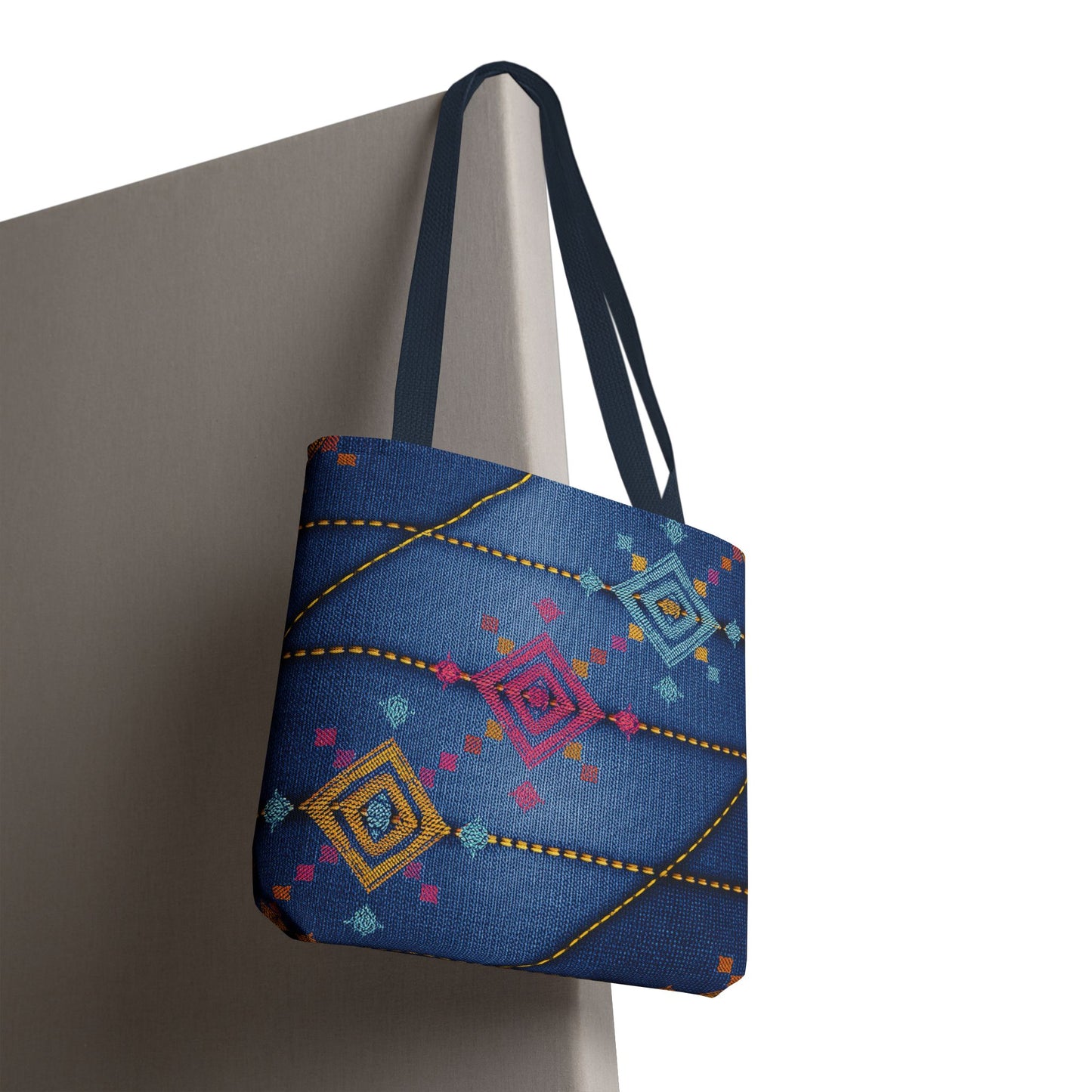 Diwali Graphic Denim Fabric Imitation Print Unisex Canvas Bag Poly Spun 3 Sizes Tote Bag 205-22