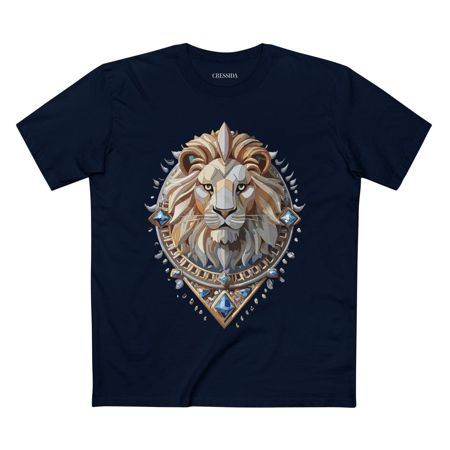 Lion Graphic Unisex 100 Cotton Tee With Unique Animal Golden Medallion Art Design 7