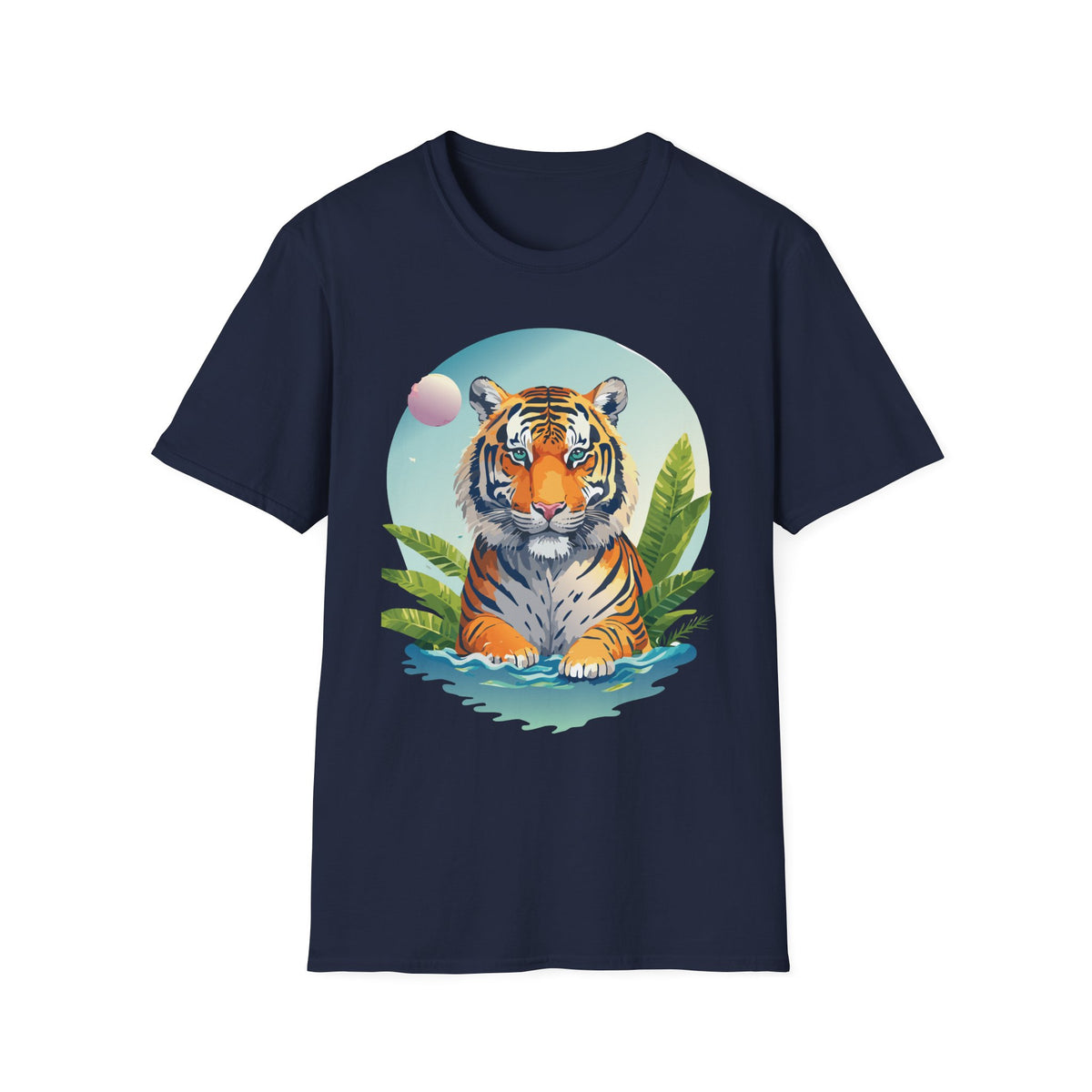 Retro Tiger Illustration T-Shirt | Vintage Sunset Jungle Art