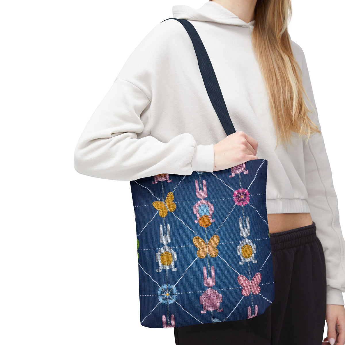 Easter Graphic Design Denim Fabric Imitation Print Unisex Canvas Bag Poly Spun 3 Sizes Tote Bag 204-12
