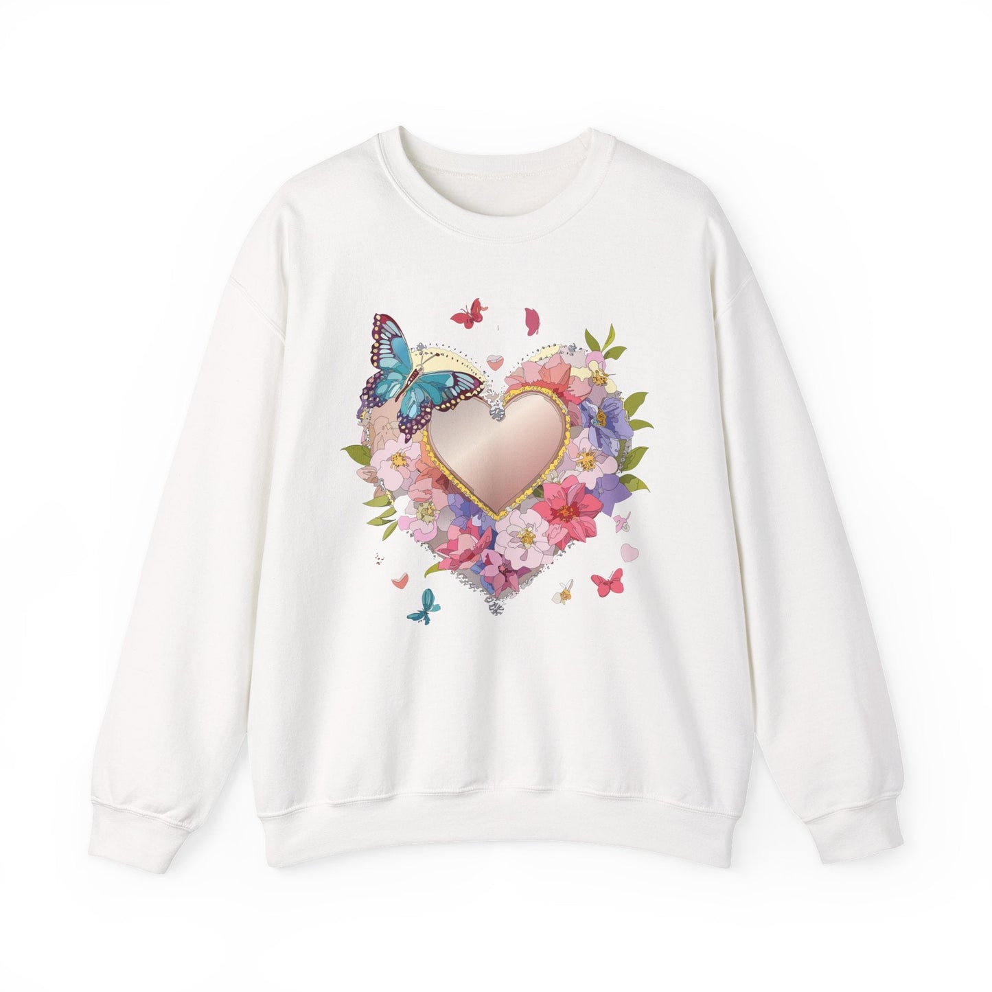 Unisex Floral Heart Sweatshirt Floral Love Sweatshirt Valentines Day Sweatshirt Heart Floral Design