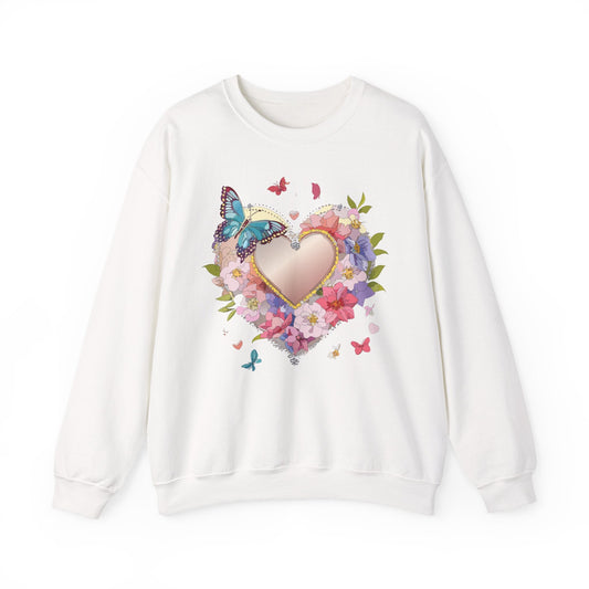 Unisex Floral Heart Sweatshirt Floral Love Sweatshirt Valentines Day Sweatshirt Heart Floral Design