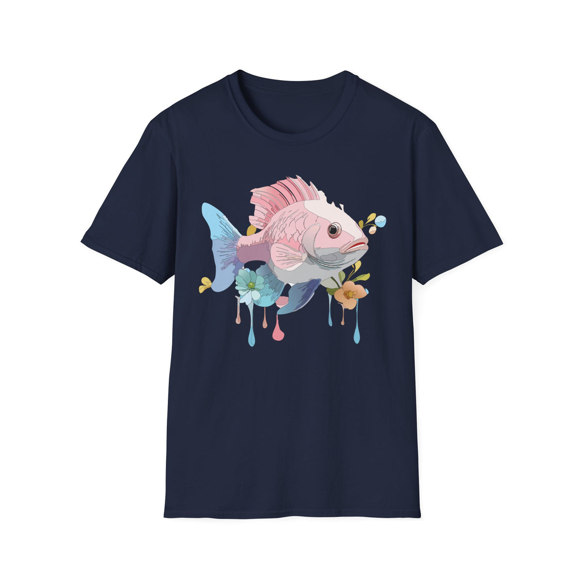 Pastel Fish Illustration T-Shirt | Pink Blue Tropical Fish Art