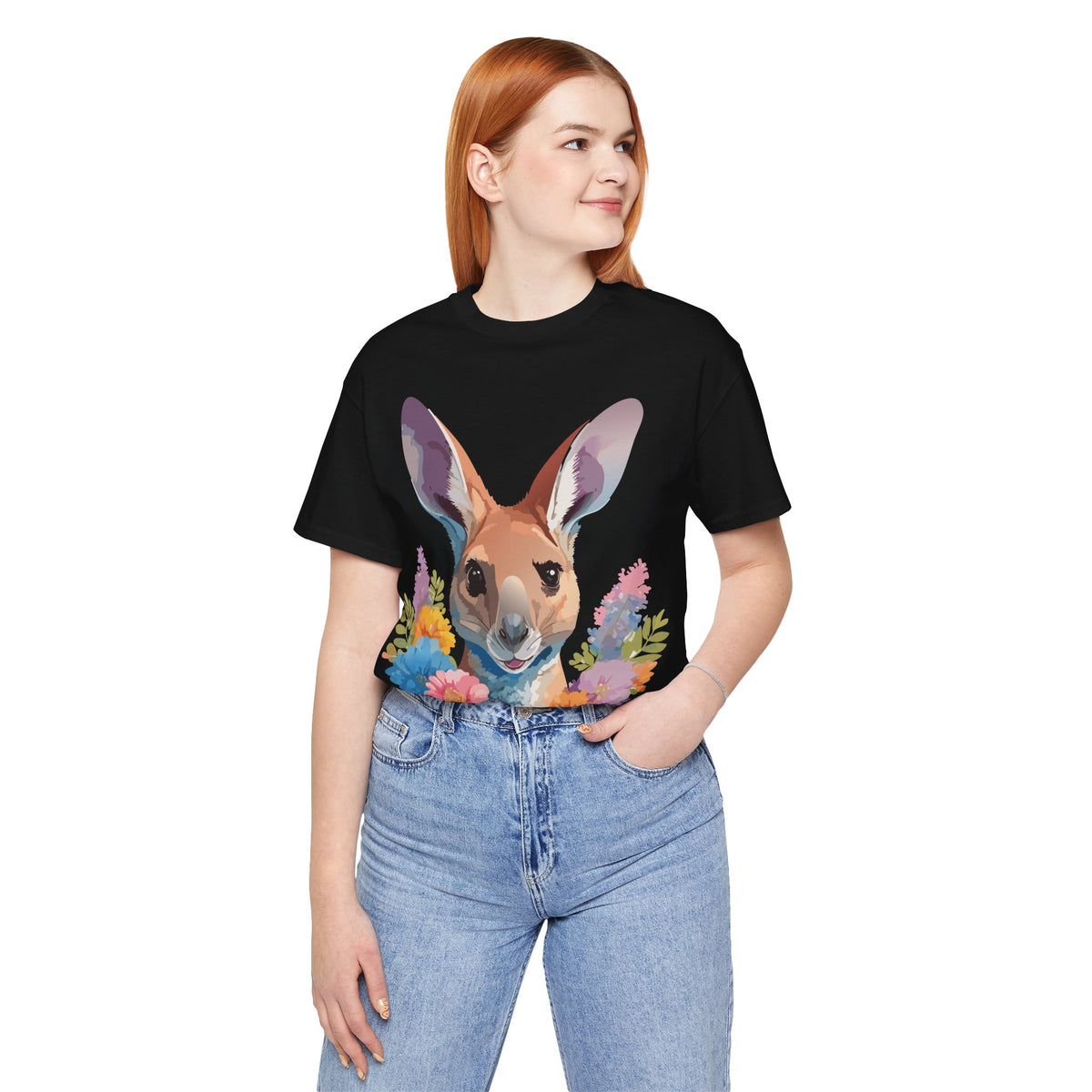 Kangaroo Graphic Unisex Cotton Bella+Canvas Tee with Art Animal Design e311