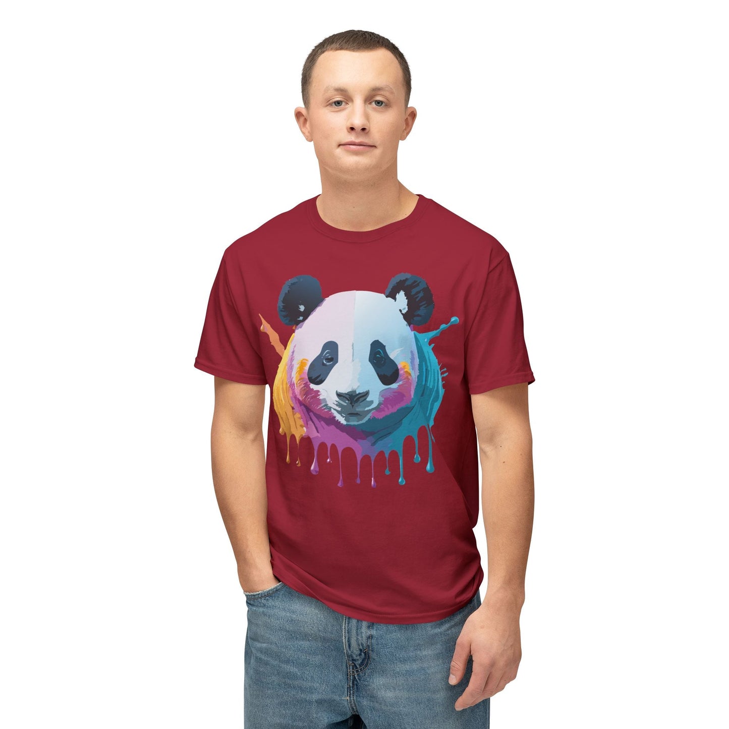 Unisex Panda Art Tee With Floral Print Premium Vintage Style HD Cotton Shirt Comfortable