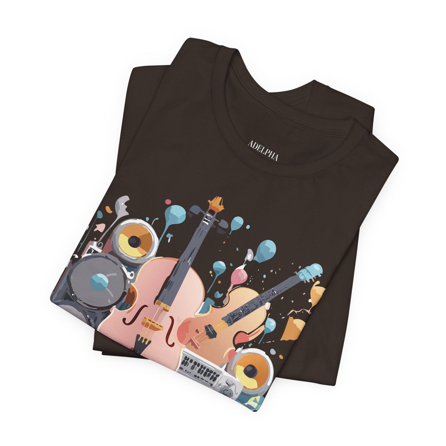 Music Graphic Unisex 100 Cotton Vintage Art with Musical Elements Tee 90