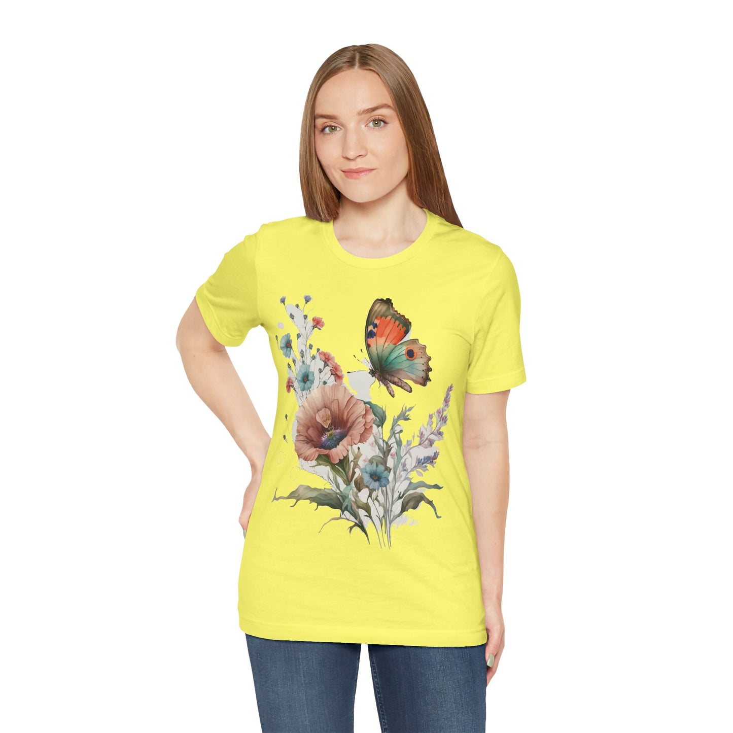 Cotton Tee Shirt with Butterfly Prints