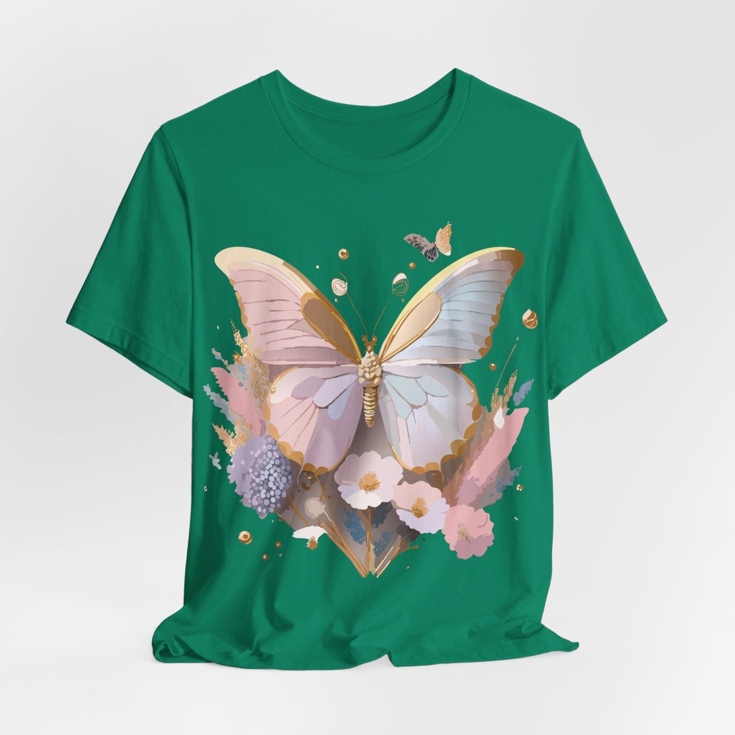 Butterfly Graphic Unisex 100 Cotton Lightweight Vintage Floral Design Jersey Tee 12