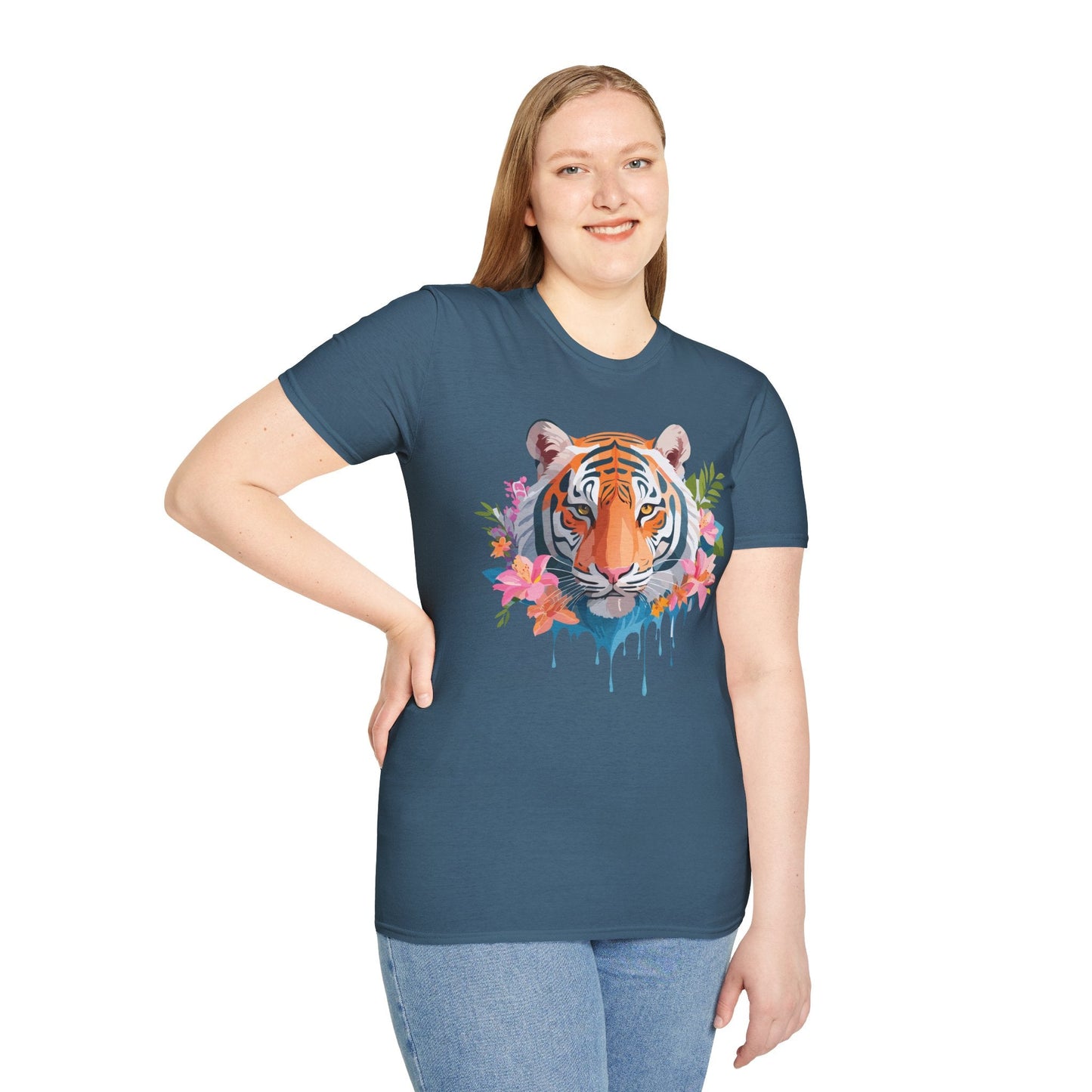 Tiger Shirt Unisex Animal Tee Gildan Softstyle 64000 Cotton Tee