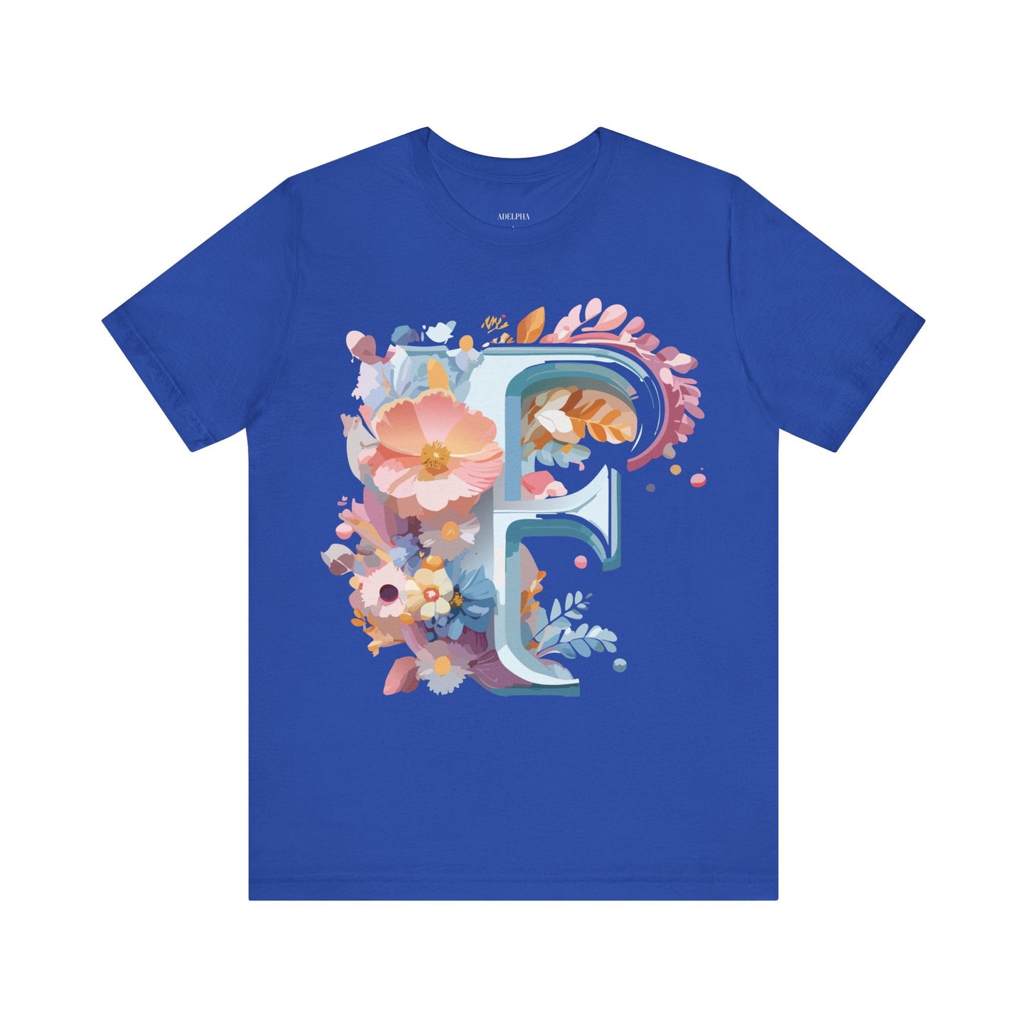 Letter F Graphic Tee Unisex Short Sleeve Vintage Inspired Adelpha Artwork Collection