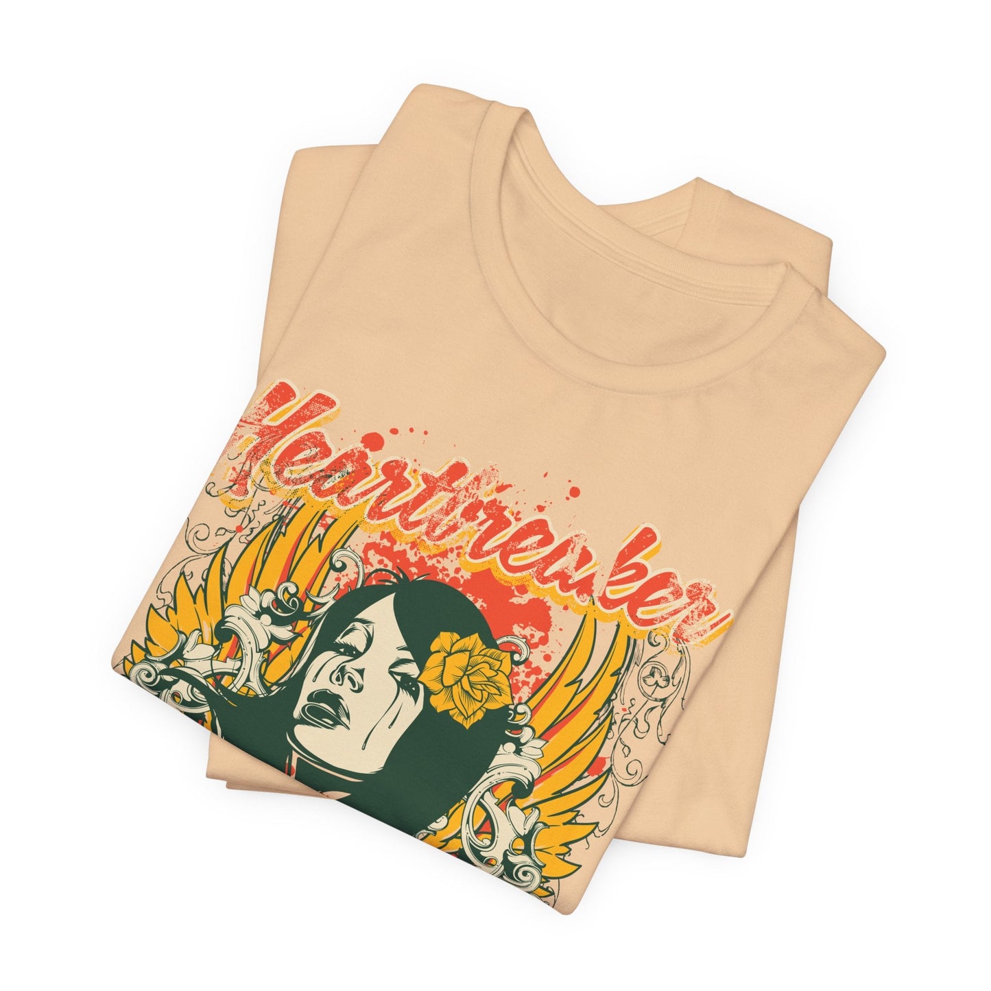 Heartbreaker Illustration Tee Retro Femme Portrait Floral Skull Graphic T-Shirt
