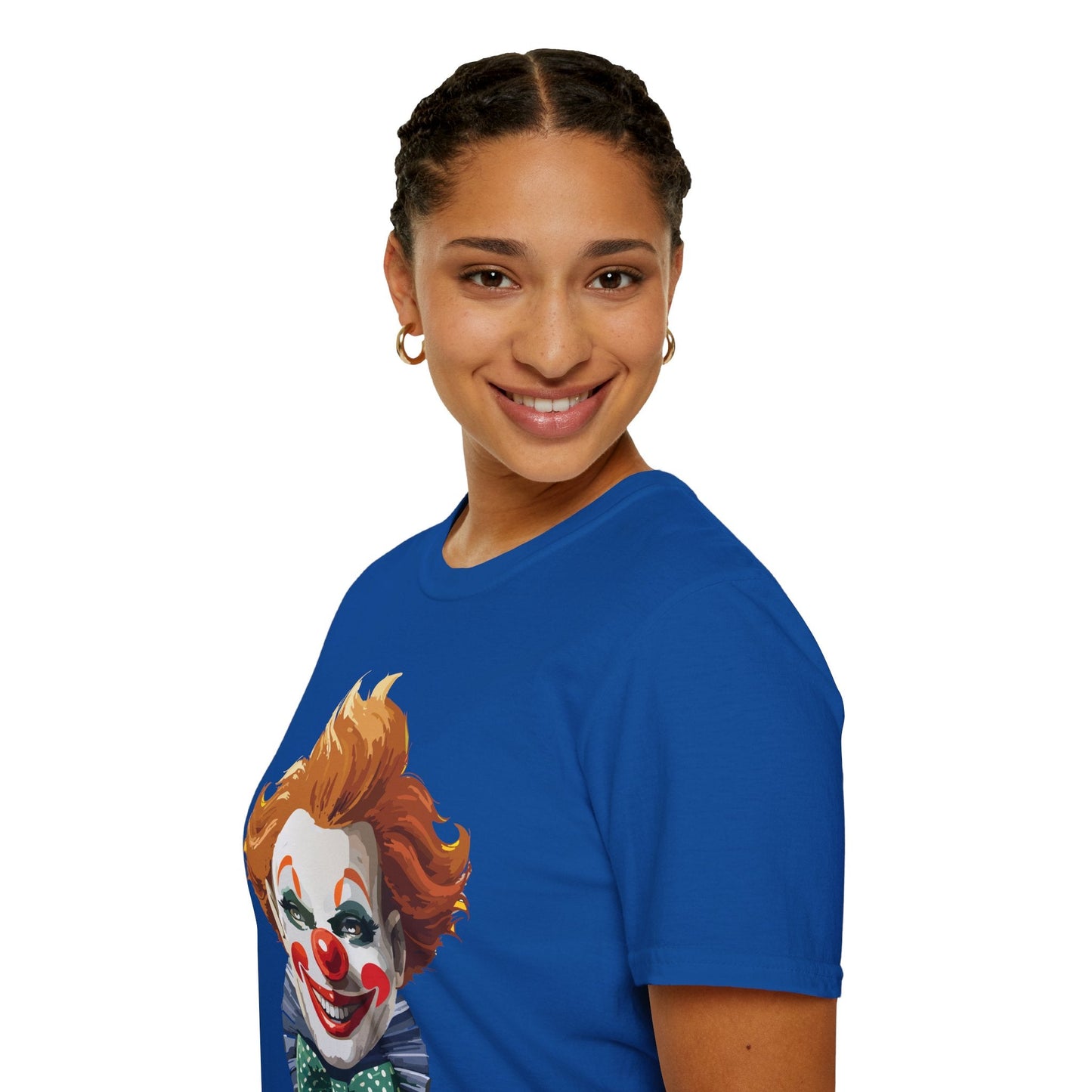 Clown Theme T Shirt Funny Man Circus Scary Man Unisex Gildan Softstyle Graphic Tee Everyday Wear