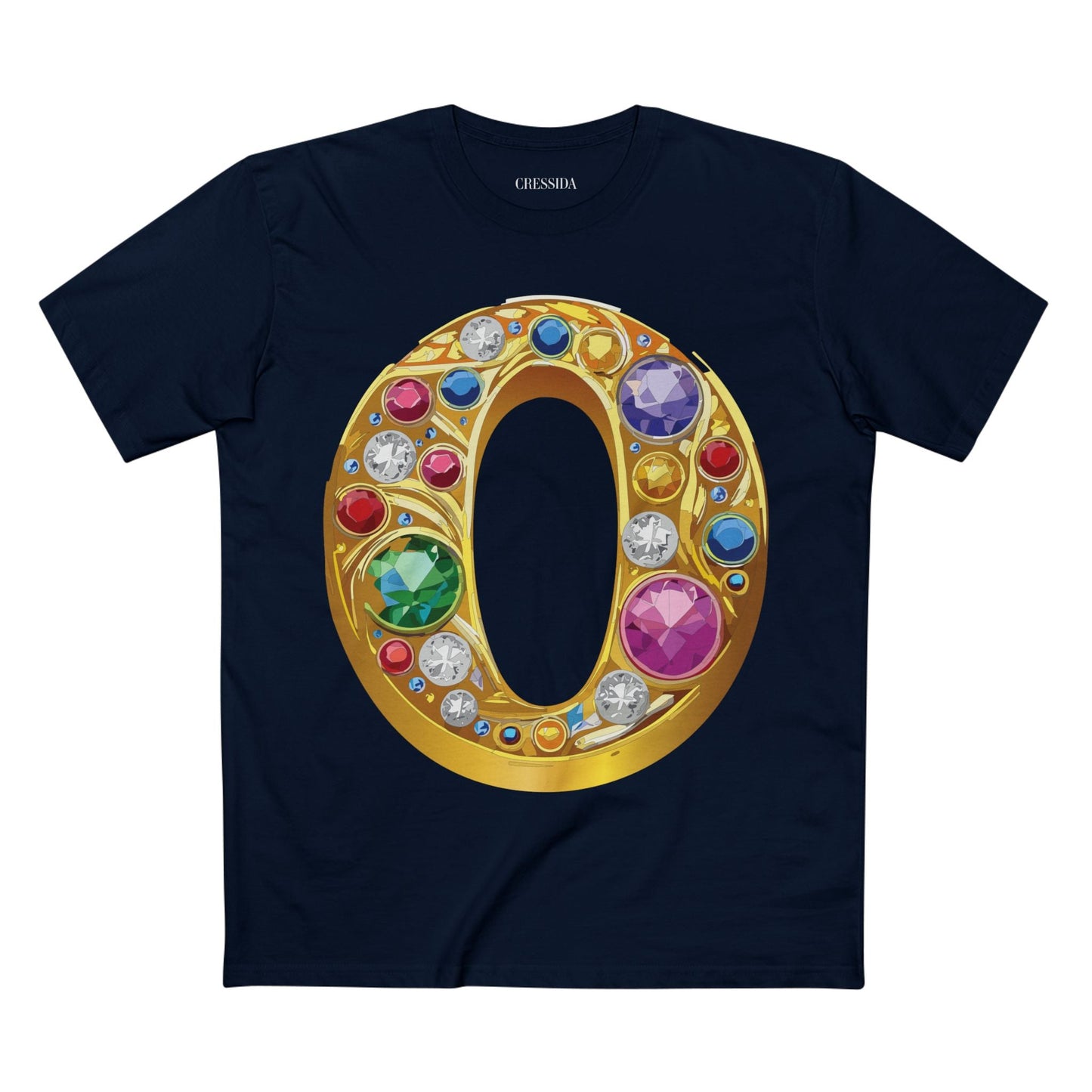 Letter O Graphic Design Tee Unisex 100 Cotton With Antique Gold Letters Artwork T-Shirt