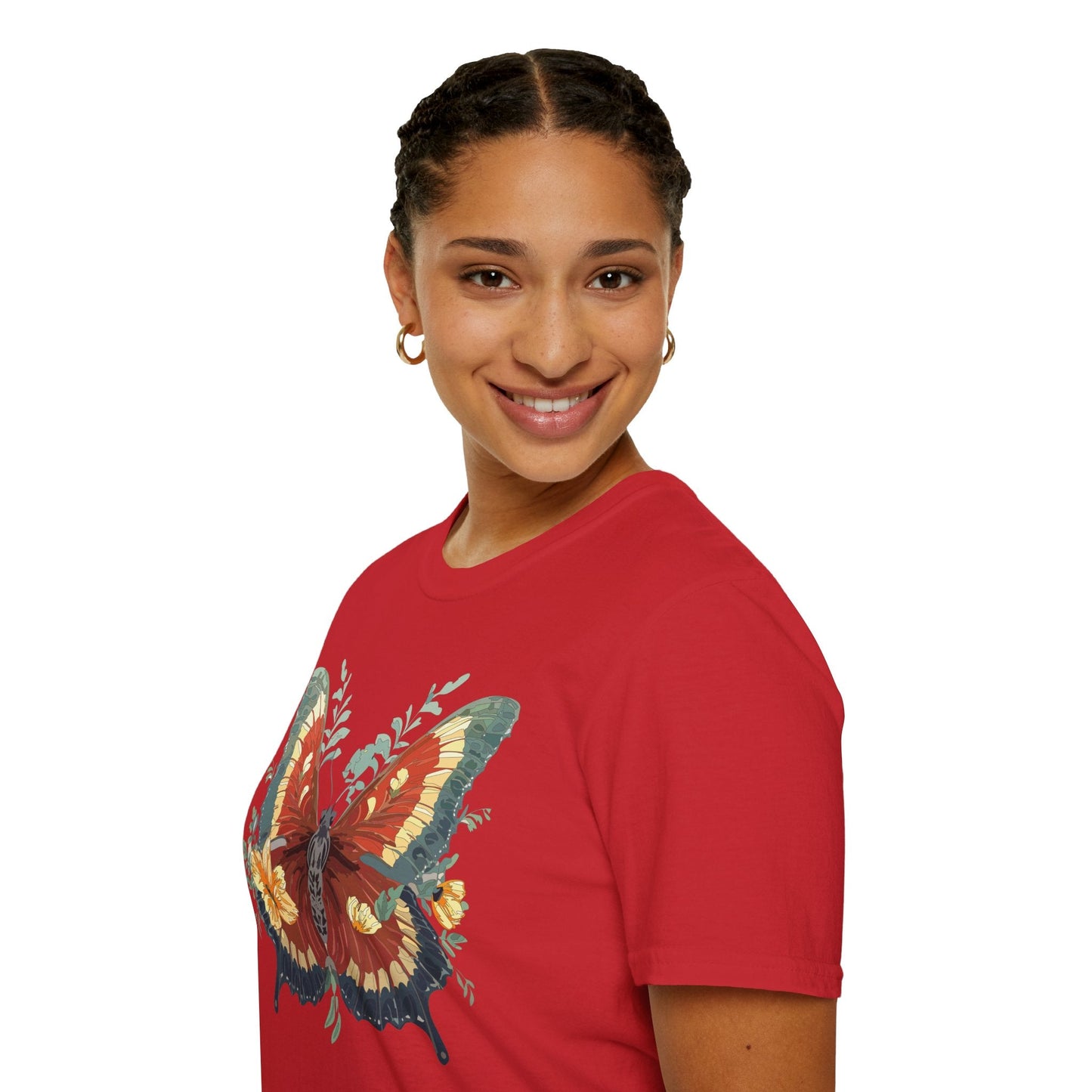 Butterfly T Shirt Unisex Gildan Softstyle 64000 Comfort Monarch Design 100 Percent Cotton