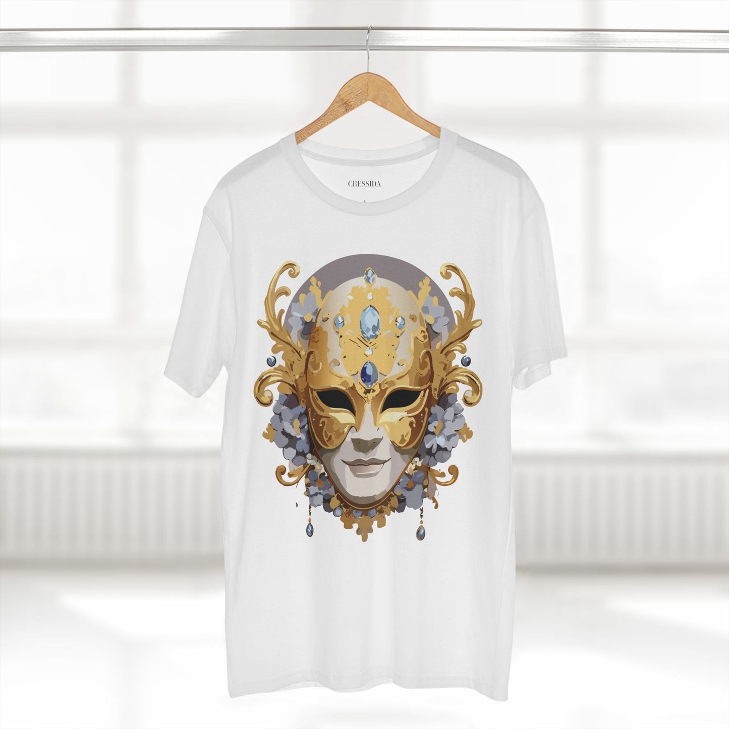Carnival Mask Graphic T-Shirt Unisex 100 Cotton With Antique Gold Art Design Tee 6