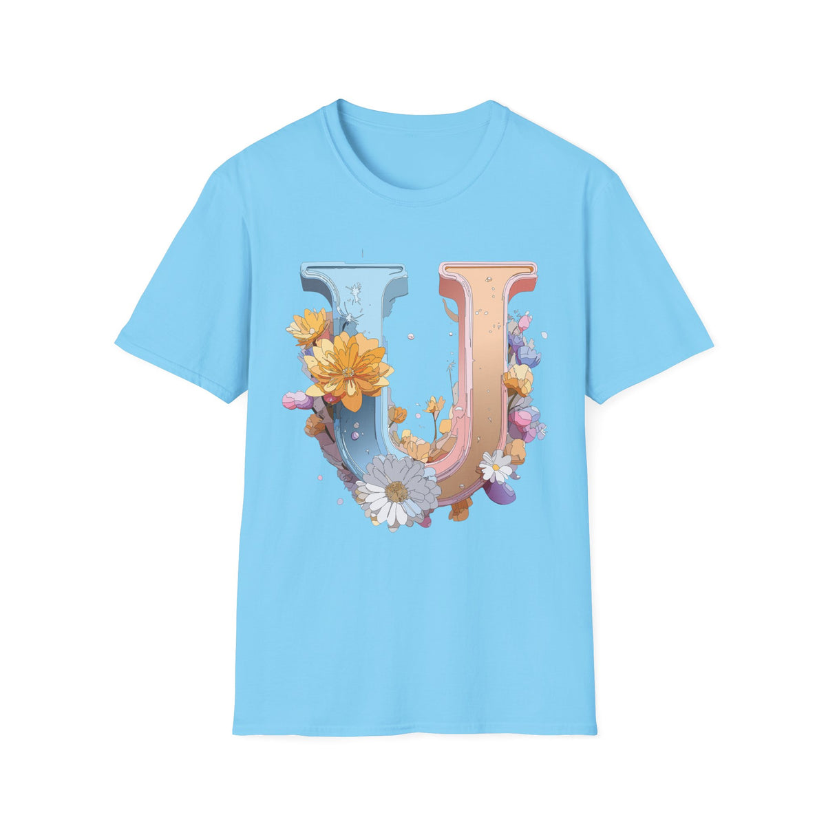 Floral Letter U T-Shirt | Botanical Monogram Tee