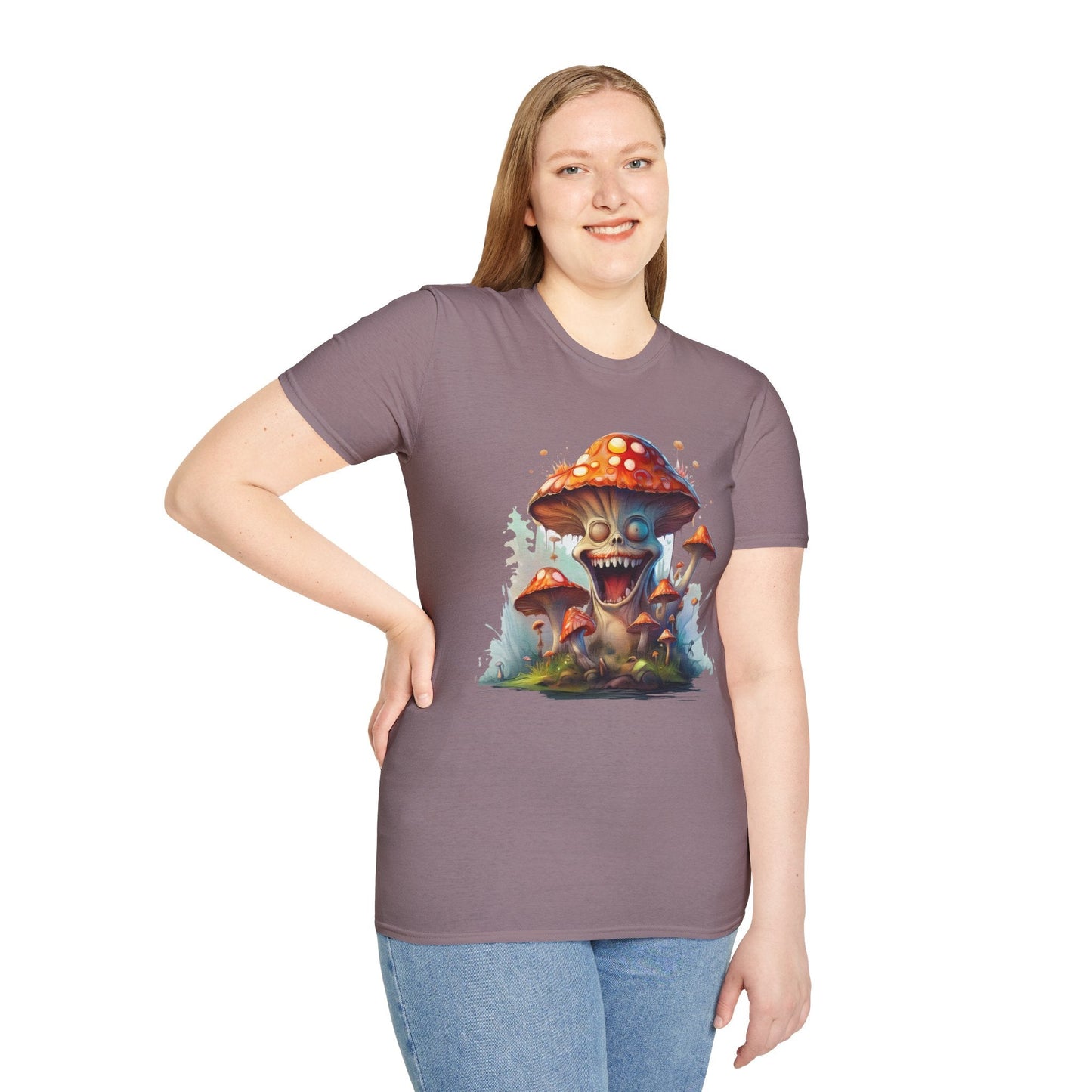 Funny Mashroom Graphic Unisex Softstyle Cotton With Cartoon Illustration Design 7