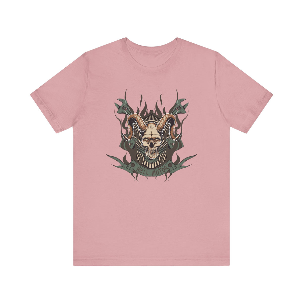 Ram Skull with Horns Tee Gothic Skull Shirt, Dark Tribal Design Unisex Cotton Art-49