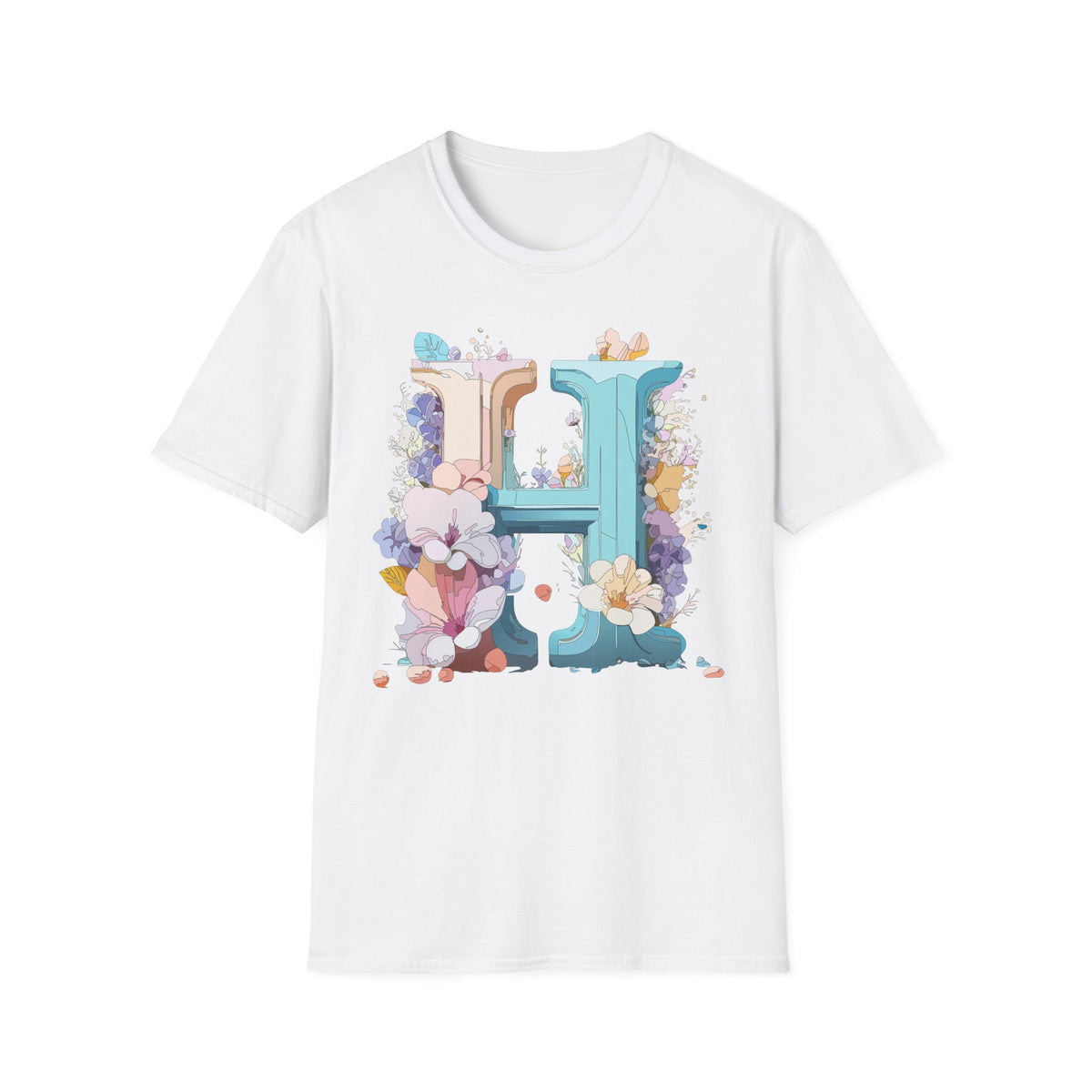 Floral H Monogram T-Shirt | Letter H Floral Initial Tee